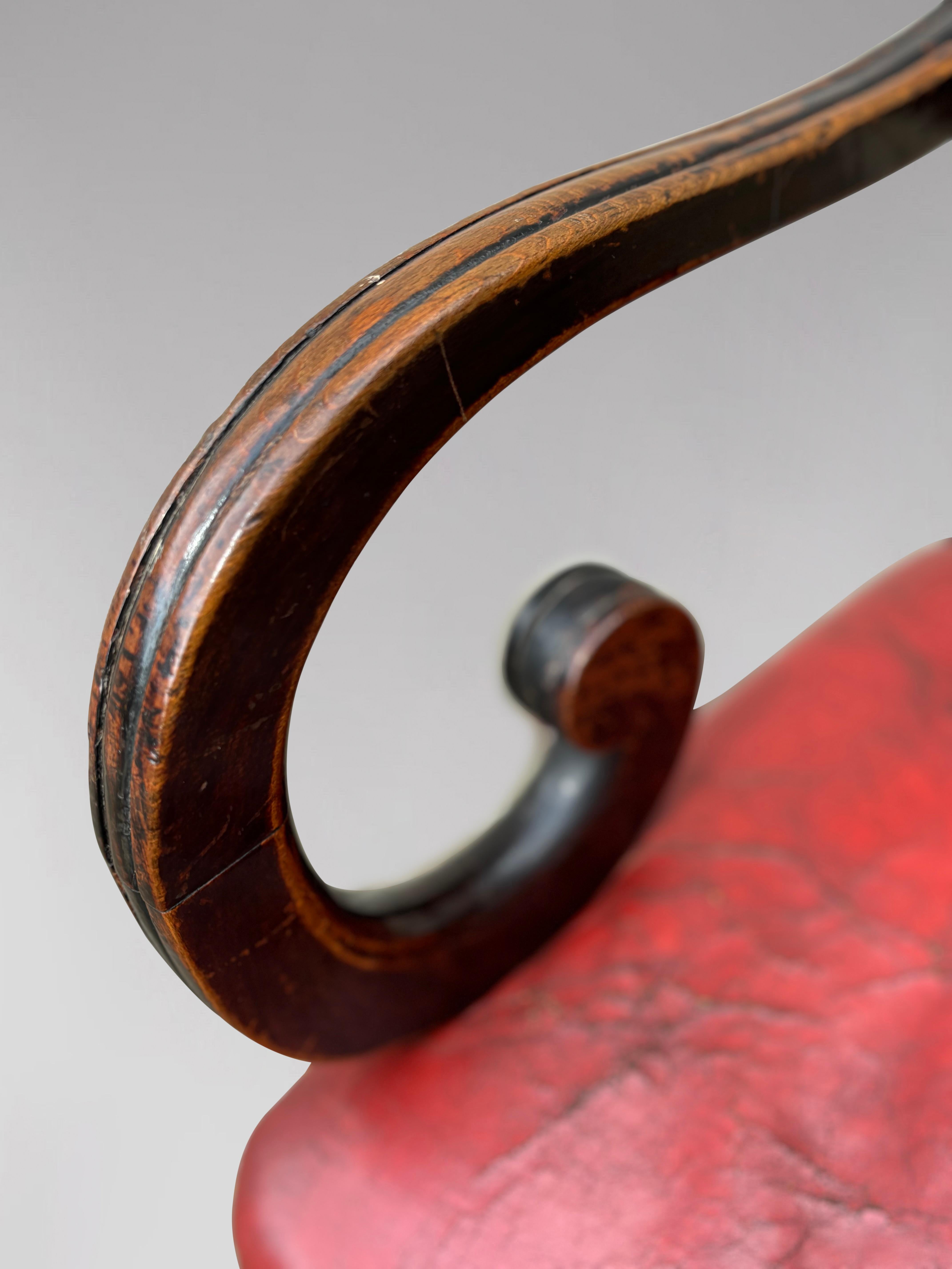 Untouched Early 19th Century Georgian Mahogany & Leather Armchair For Sale 3