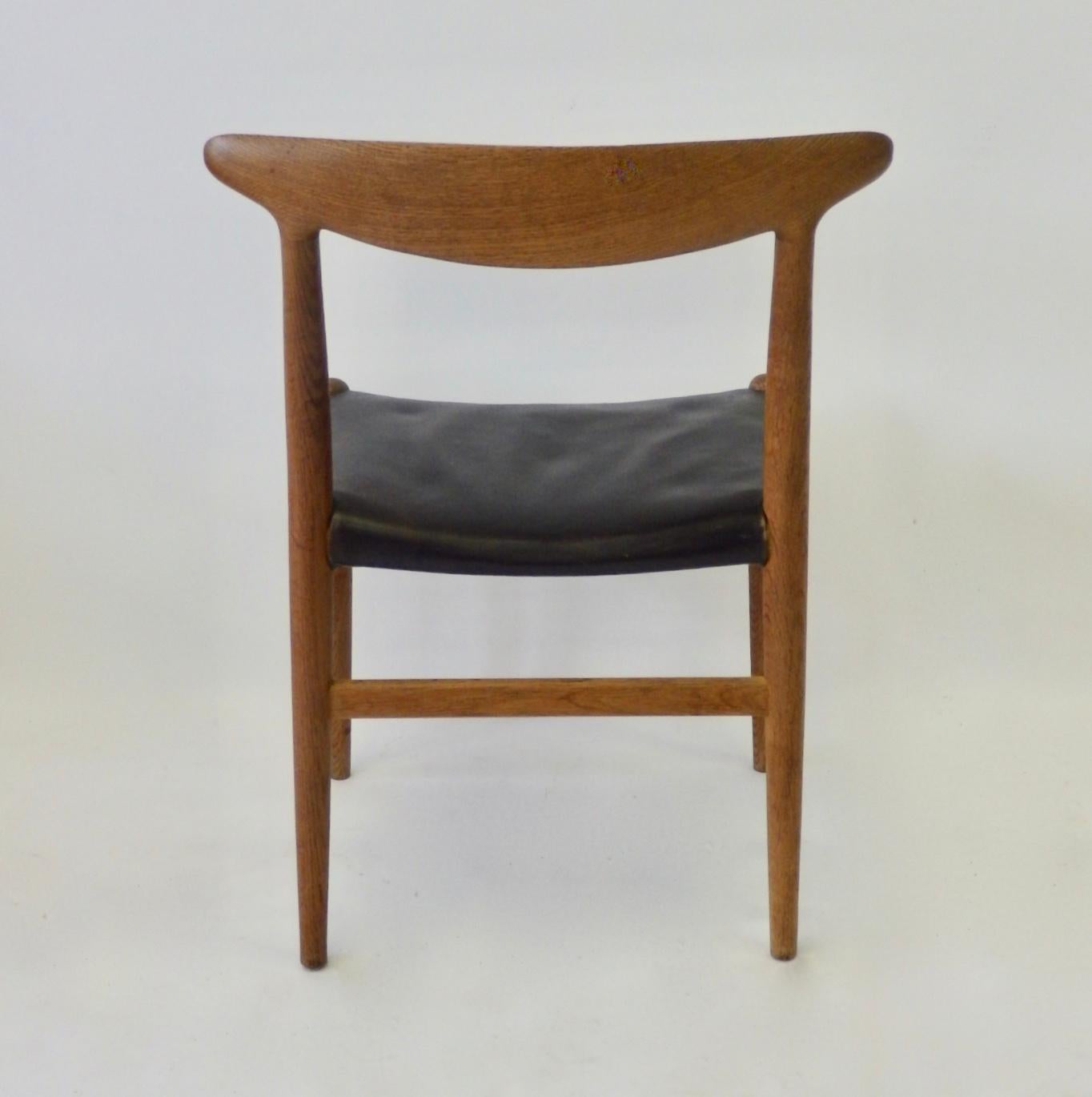Untouched Hans Wegner C.M. Madsen Black Leather Seat Teak Dining or Desk 1