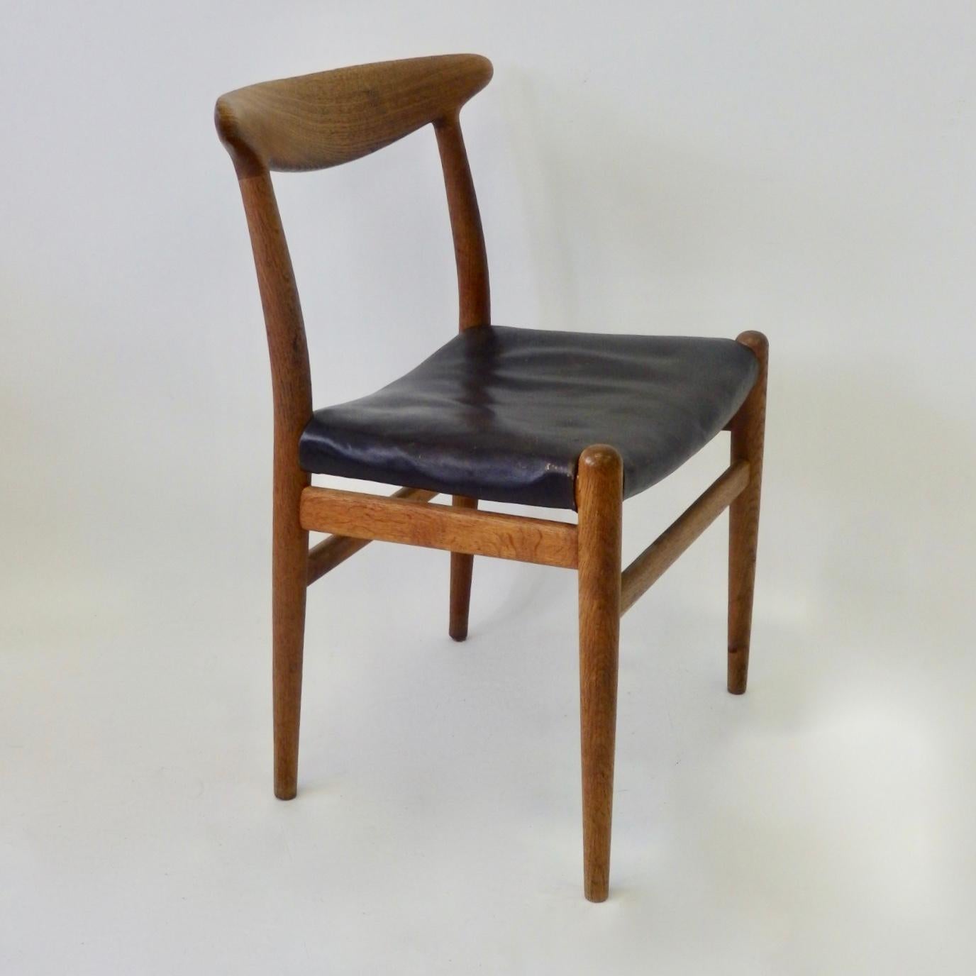 Untouched Hans Wegner C.M. Madsen Black Leather Seat Teak Dining or Desk 2