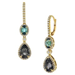 Untreated 5.22ct Spinel and 0.88ct Indigo Tourmaline earrings.