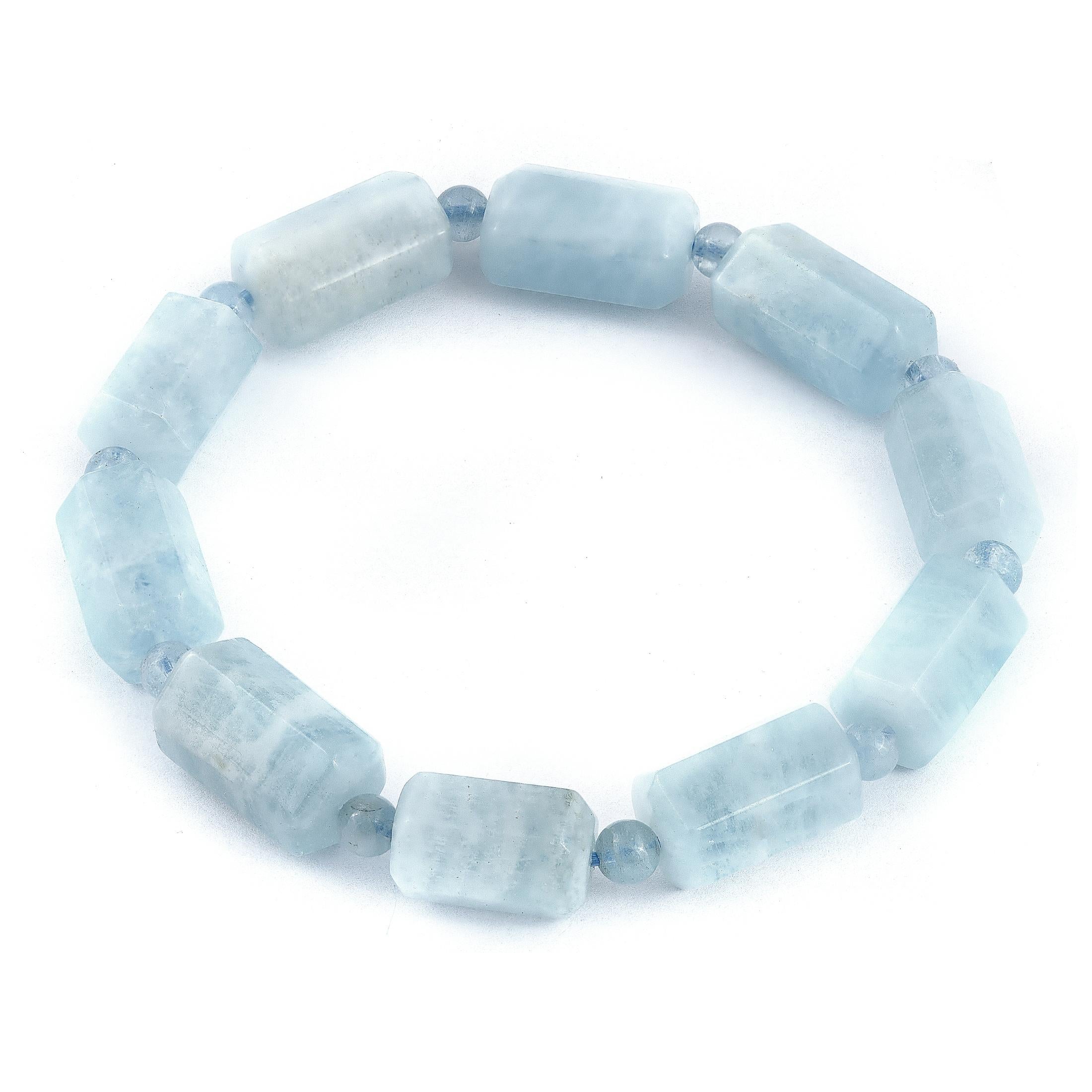 Perle Aigue-marine bleue non traitée 160.42 cts avec bracelet en fil de soie extensible en vente