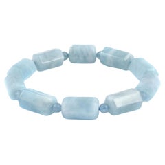 Untreated Blue Aquamarine Stone 160.42 cts with Expandable Silk Thread Bracelet
