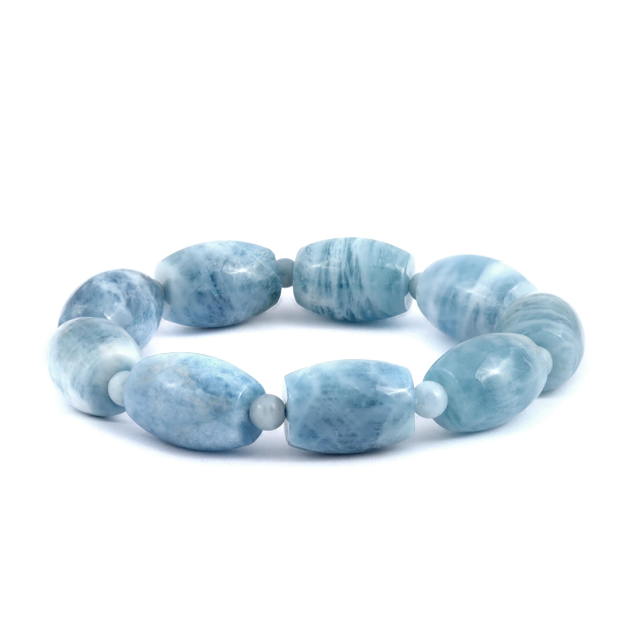 Piedra de aguamarina azul sin tratar 270,77 cts con pulsera de hilo de seda extensible Cuenta en venta