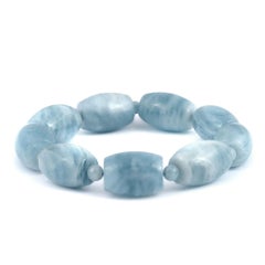 Untreated Blue Aquamarine Stone 312.81 cts with Expandable Silk Thread Bracelet