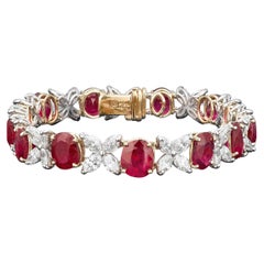 Bracelet en rubis de Birmanie non traité et diamants, 21,16 carats