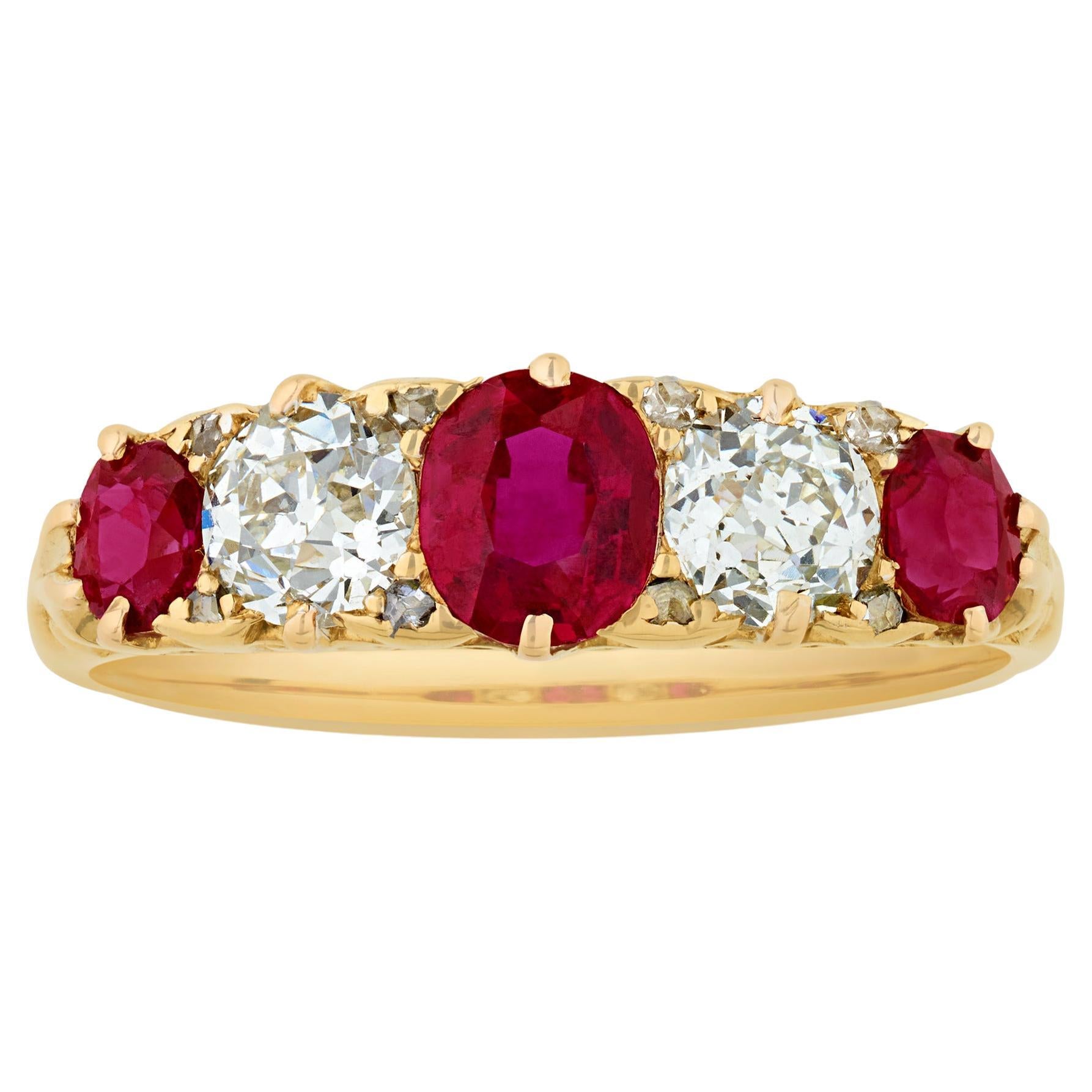 Untreated Burma Ruby And Diamond Ring For Sale