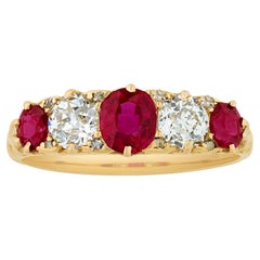 Vintage Untreated Burma Ruby And Diamond Ring