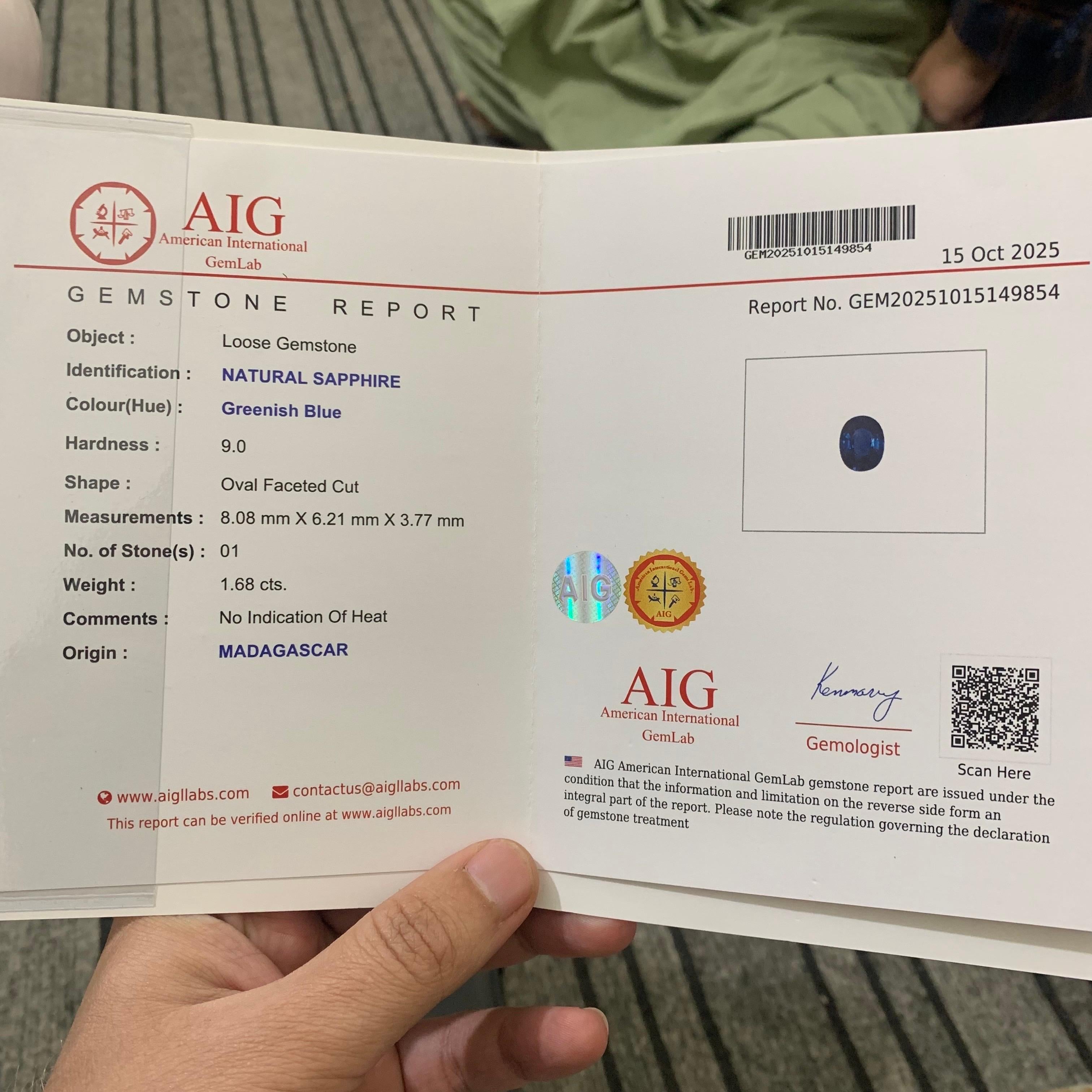 Unbehandelter zertifizierter 1,68 Karat natürlicher loser Saphir in ovaler Form Edelstein im Angebot 8