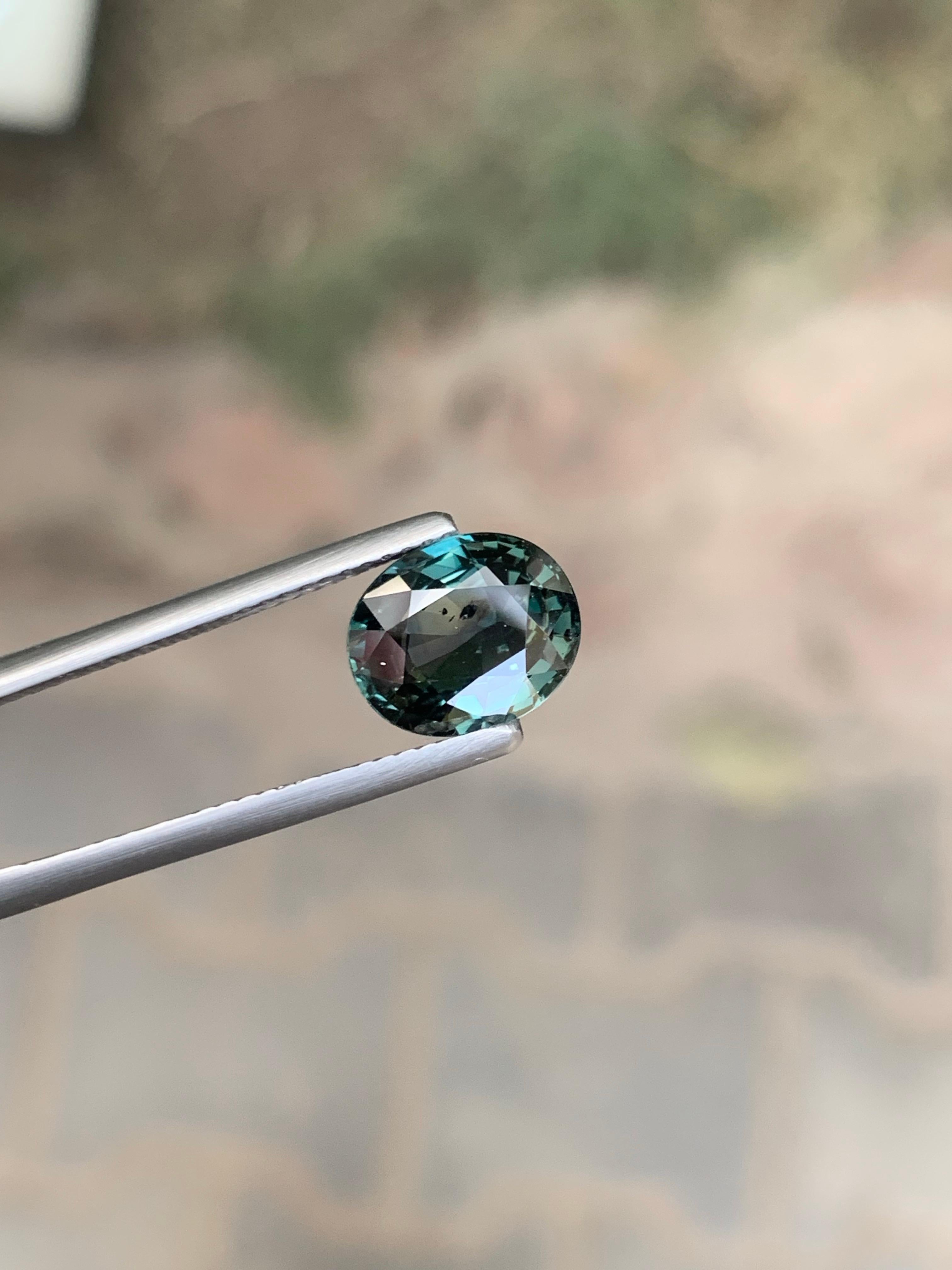 Unbehandelt zertifiziert 2,91 Karat natürliche lose Teal Sapphire Oval Form Edelstein (Arts and Crafts) im Angebot