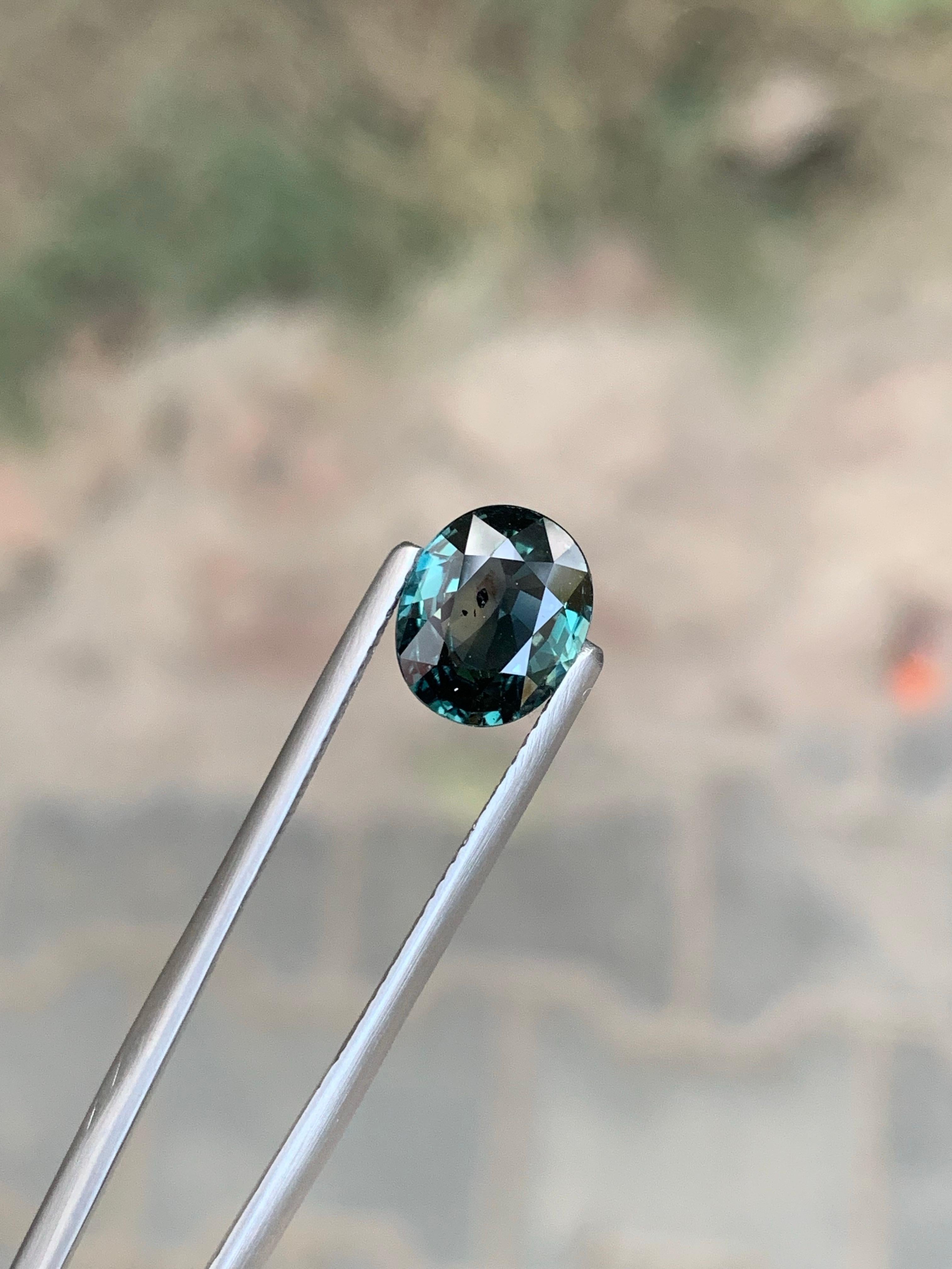 Unbehandelt zertifiziert 2,91 Karat natürliche lose Teal Sapphire Oval Form Edelstein im Zustand „Neu“ im Angebot in Peshawar, PK
