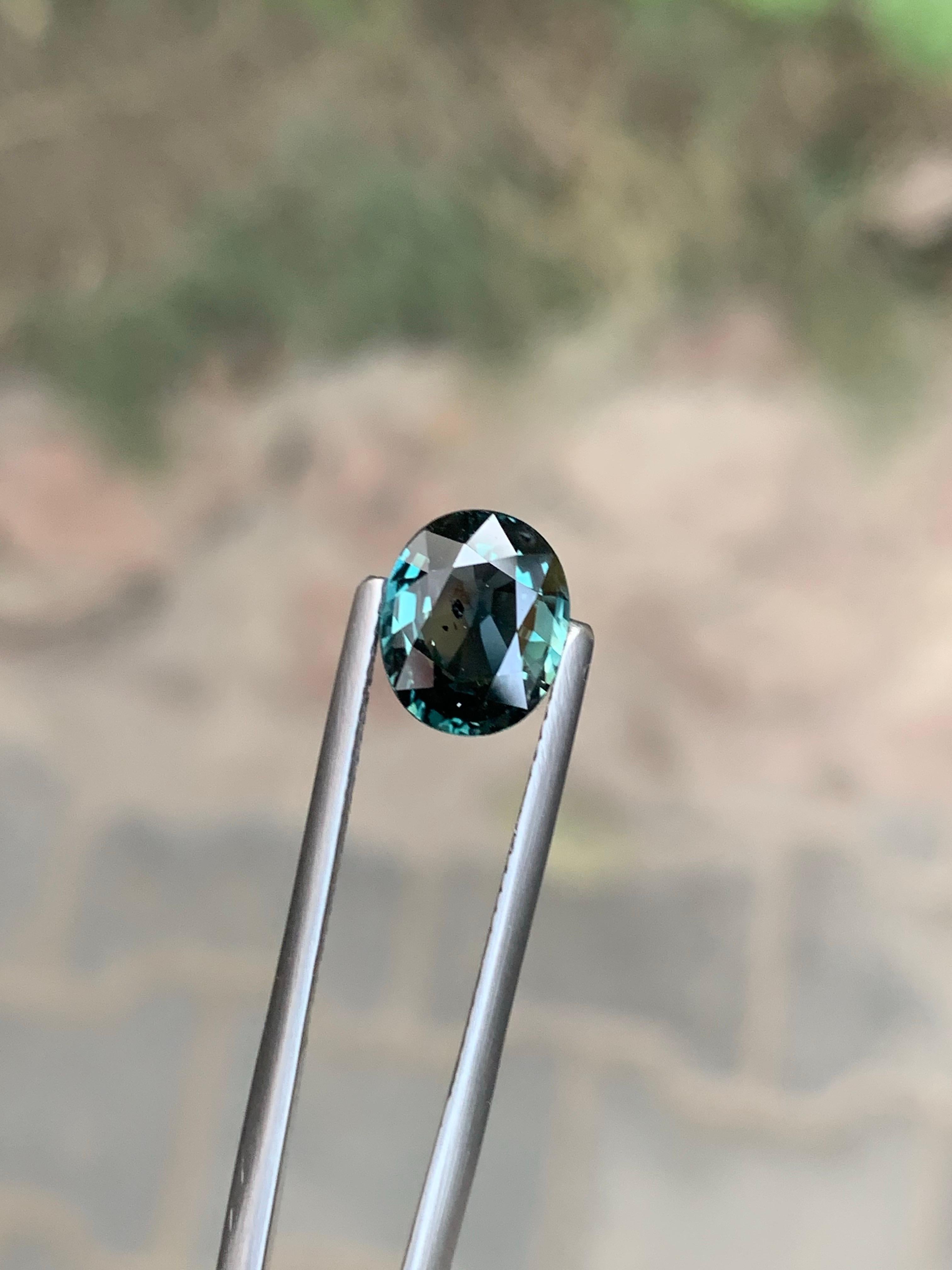 Unbehandelt zertifiziert 2,91 Karat natürliche lose Teal Sapphire Oval Form Edelstein für Damen oder Herren im Angebot