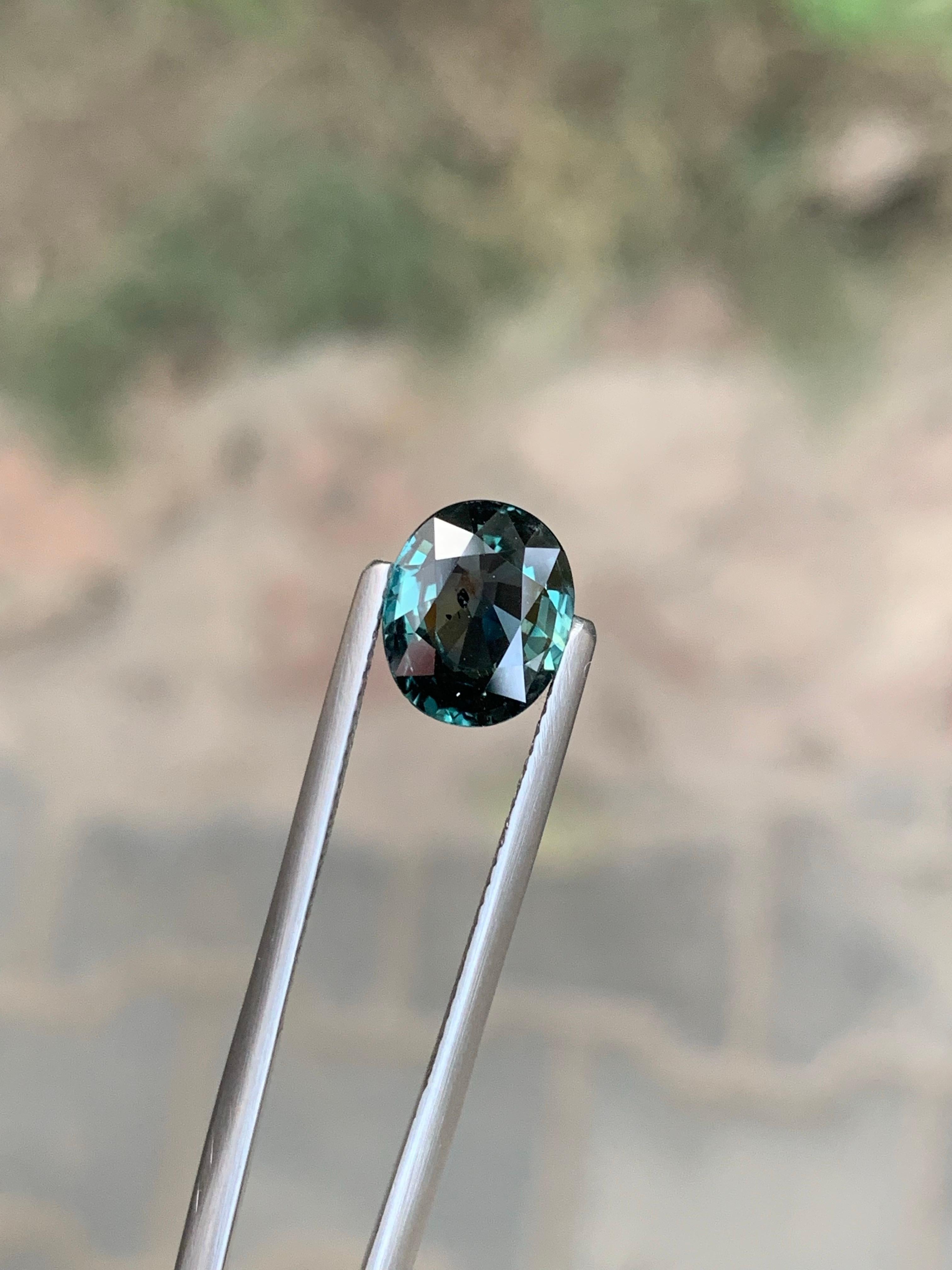 Unbehandelt zertifiziert 2,91 Karat natürliche lose Teal Sapphire Oval Form Edelstein im Angebot 2