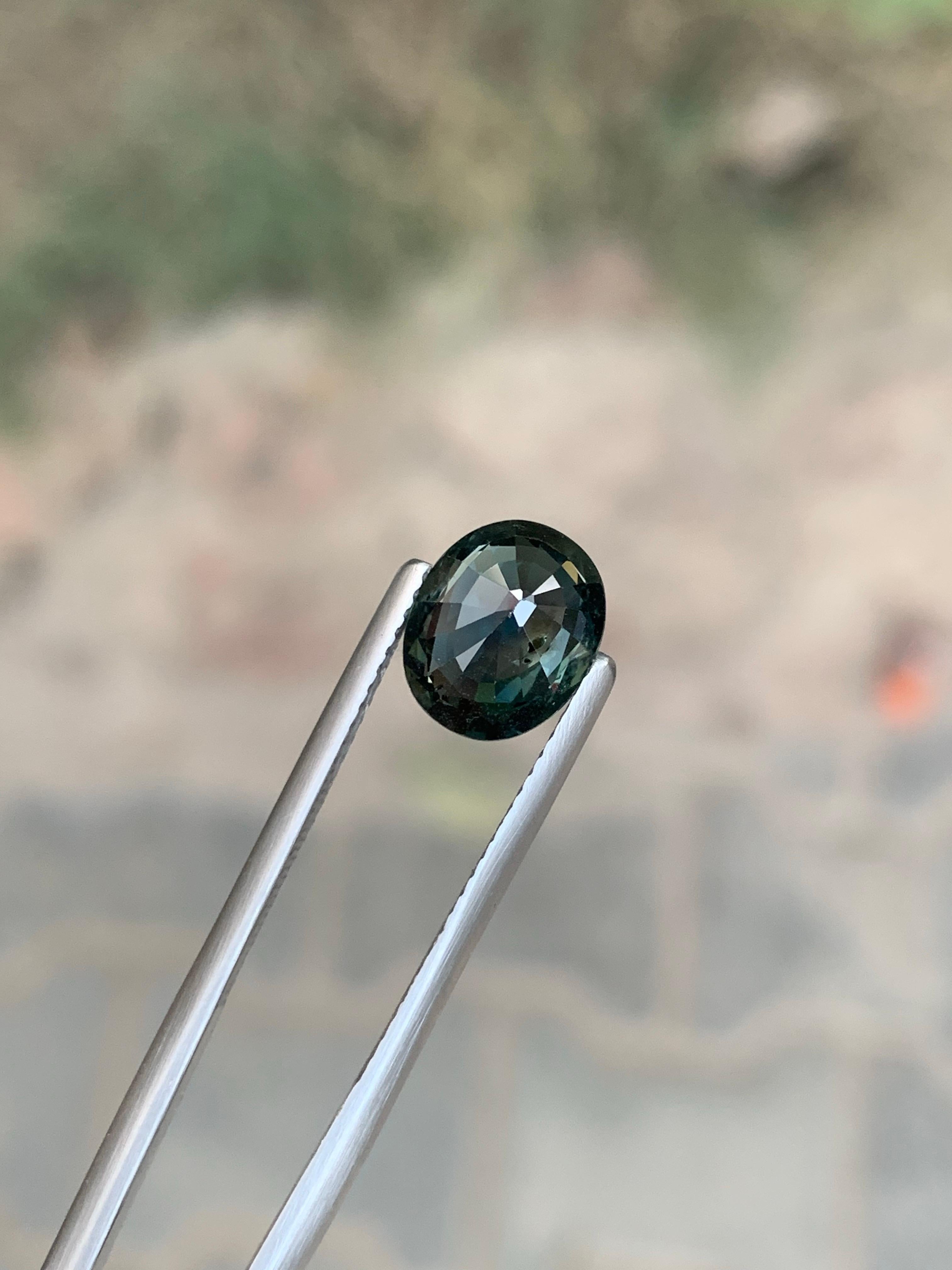 Unbehandelt zertifiziert 2,91 Karat natürliche lose Teal Sapphire Oval Form Edelstein im Angebot 3