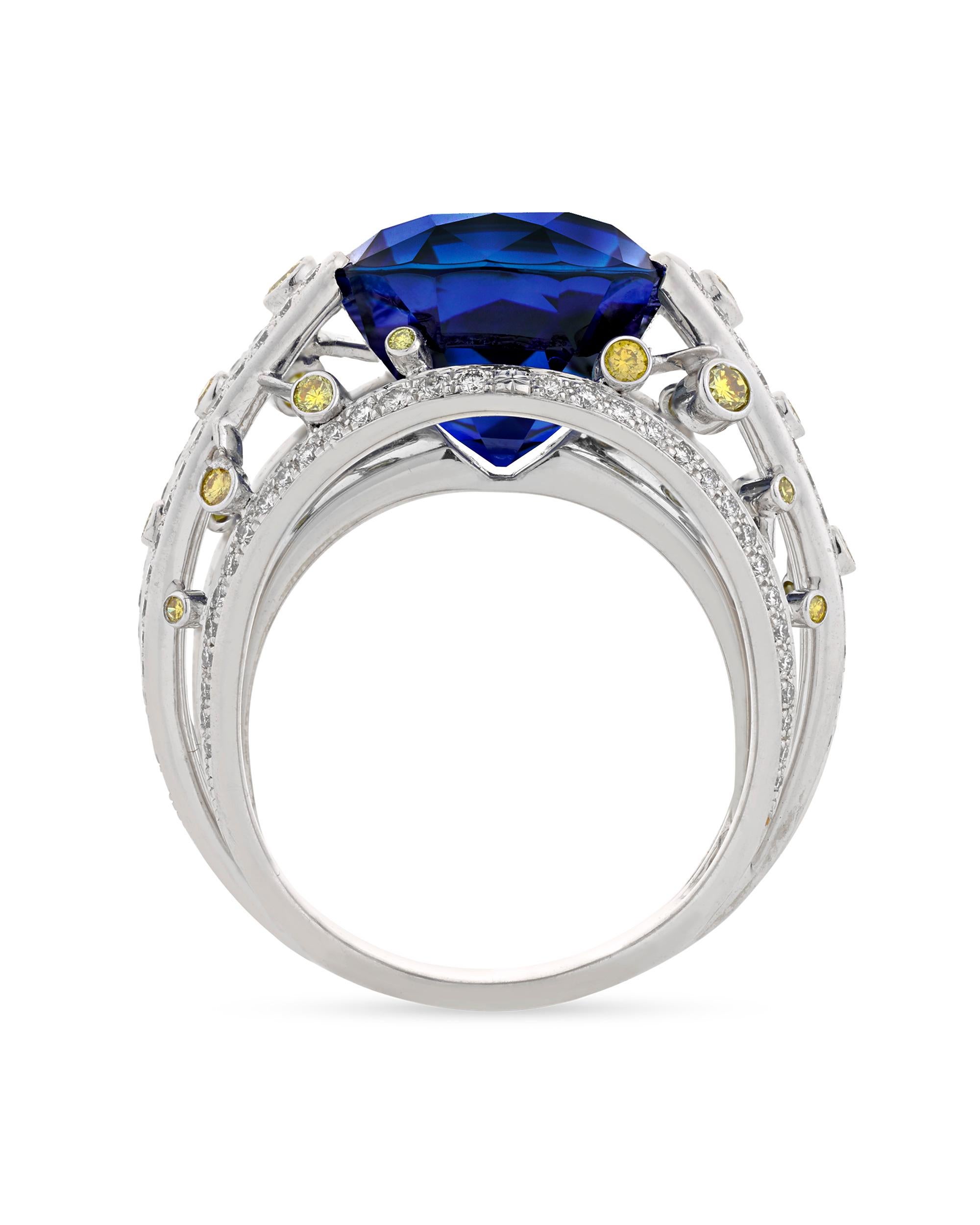 Cushion Cut Untreated Ceylon Sapphire Ring by Fred, 15.24 Carat