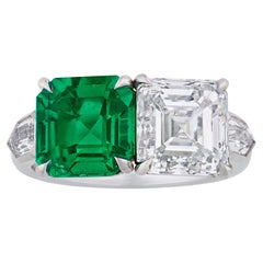 Untreated Colombian Emerald And Diamond Ring