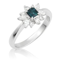 Untreated Color Change Alexandrite Stone 0.30 cts in Platinum Ring with Diamonds