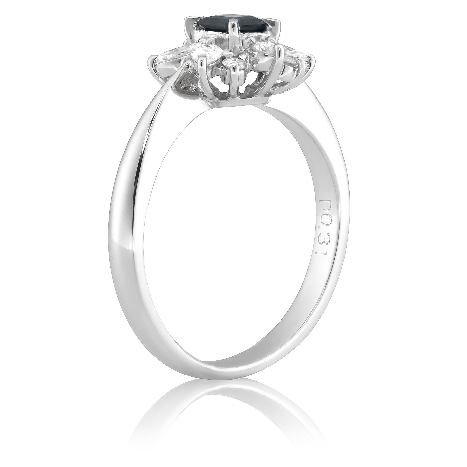 Untreated Color Change Alexandrite Stone 0.30 cts in Platinum Ring with Diamonds For Sale 1