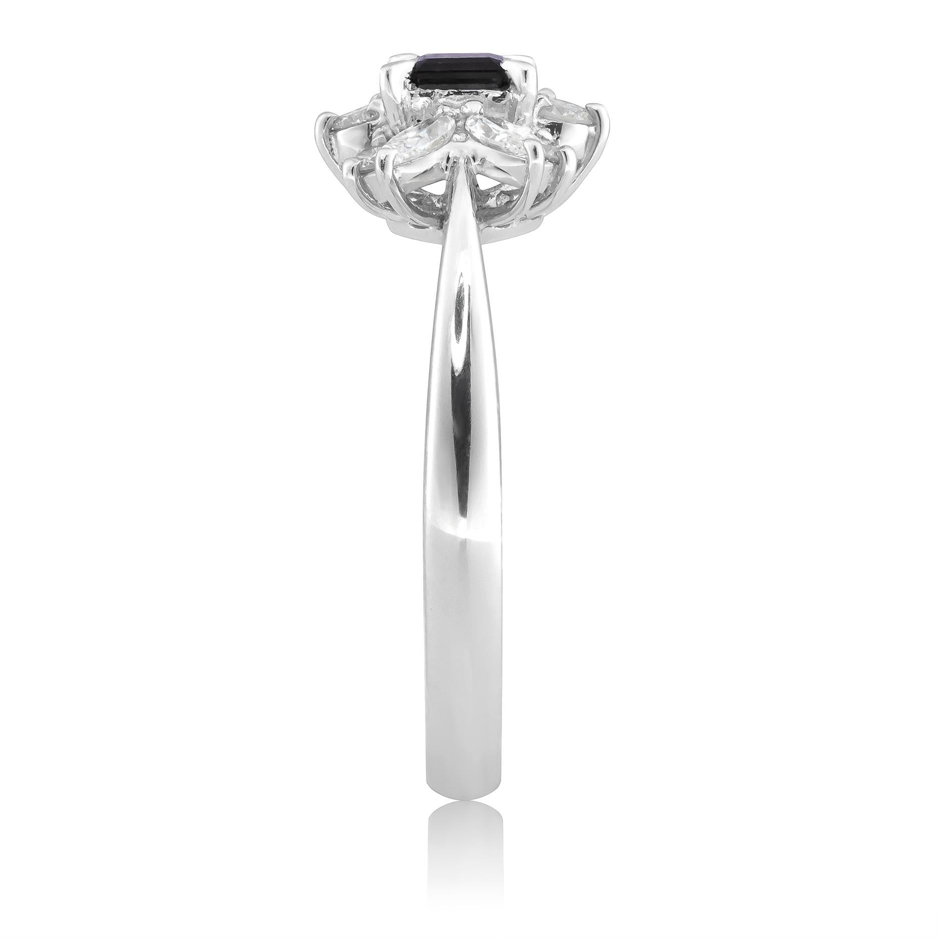 Untreated Color Change Alexandrite Stone 0.30 cts in Platinum Ring with Diamonds For Sale 2
