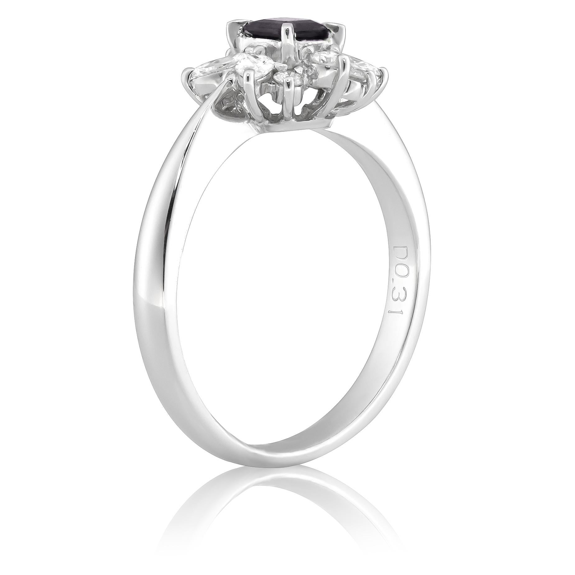Untreated Color Change Alexandrite Stone 0.30 cts in Platinum Ring with Diamonds For Sale 3