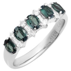 Untreated Color change Alexandrite Stone 0.88 cts in Platinum Ring with Diamonds