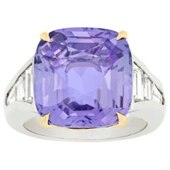 Untreated Fancy Lavender Sapphire Ring, 13.58 Carat