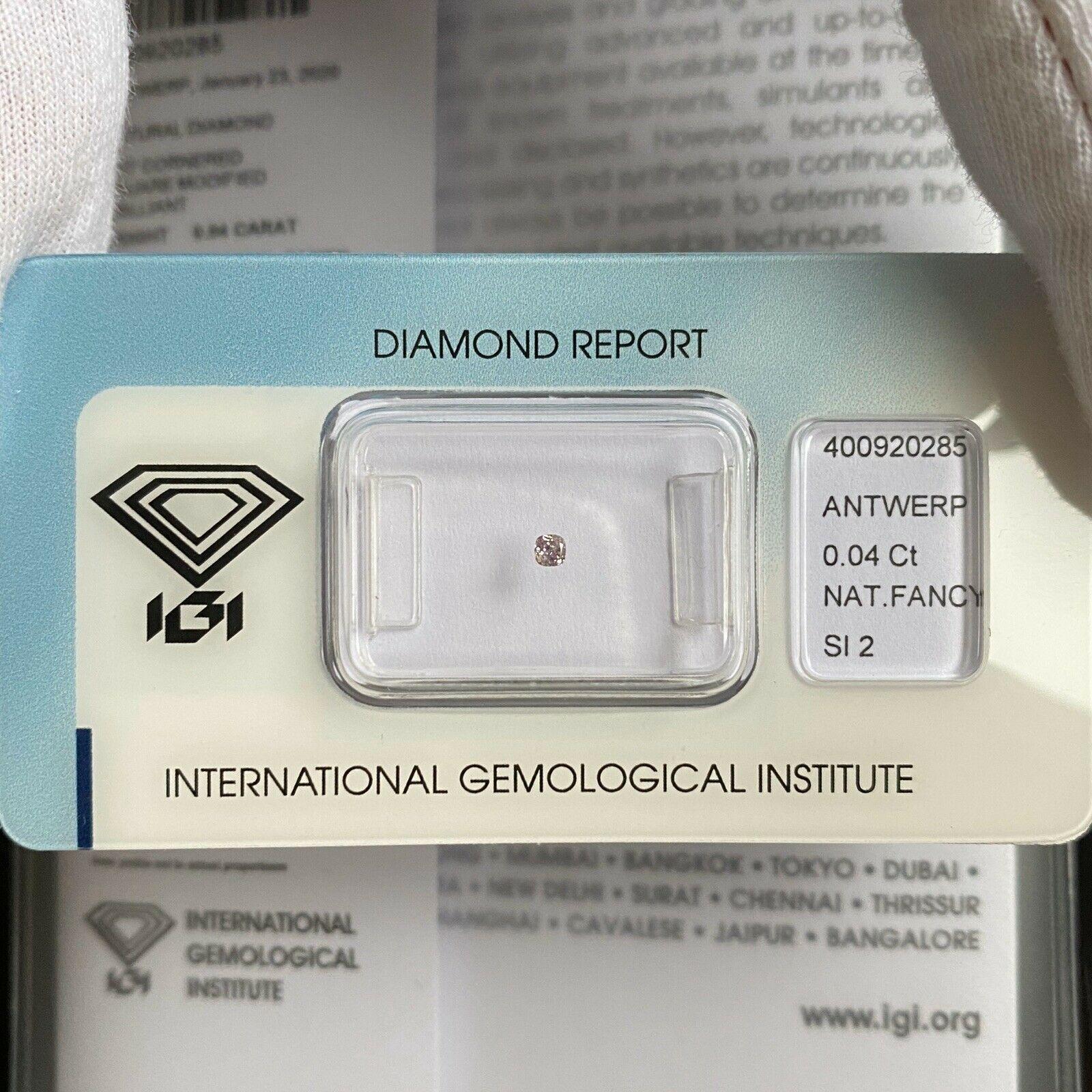 Untreated Fancy Pink Diamond IGI Certified Sealed SI2 Cushion Cut Blister Gem In New Condition In Birmingham, GB