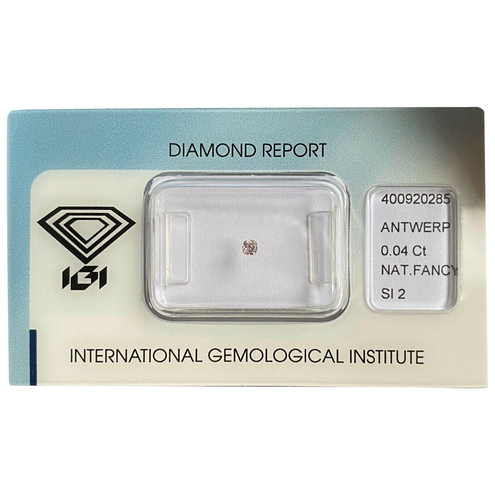 Untreated Fancy Pink Diamond IGI Certified Sealed SI2 Cushion Cut Blister Gem