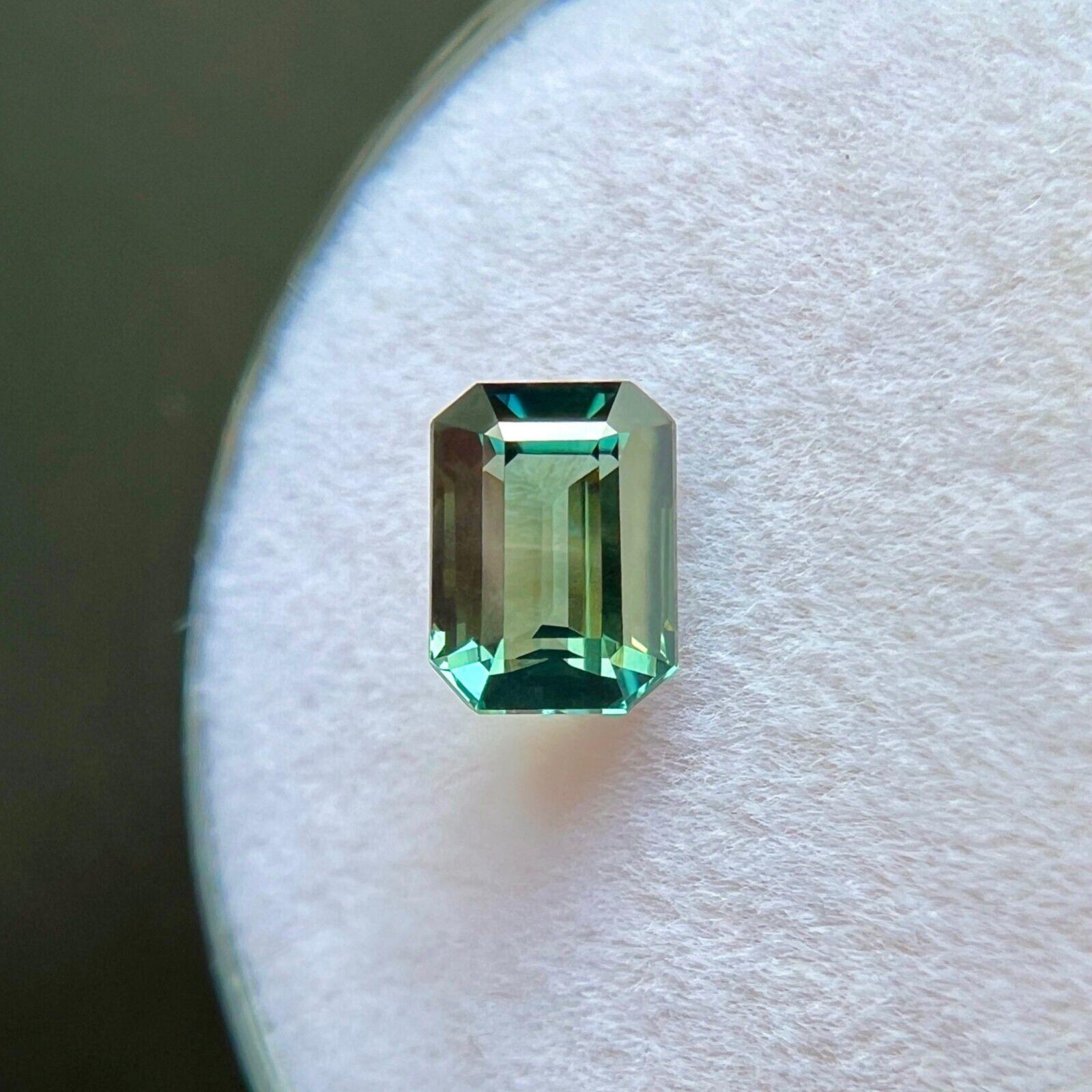 Zafiro verde azul sin tratar certificado GIA 0,98 ct talla octogonal esmeralda 6x4,5 mm Corte octogonal en venta