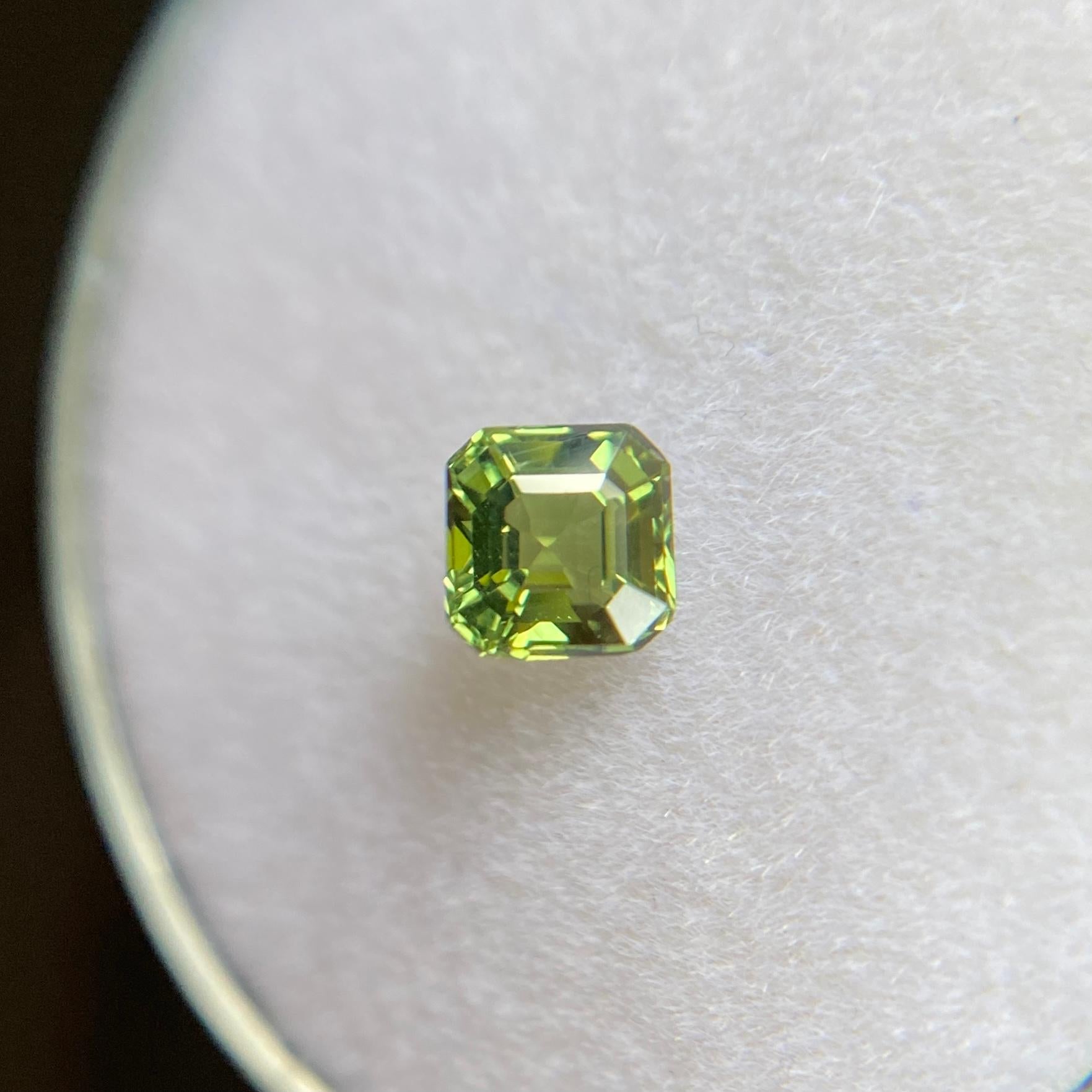 UNTREATED Green Australian Sapphire 0.53ct Square Emerald Cut 4mm Gem In New Condition In Birmingham, GB