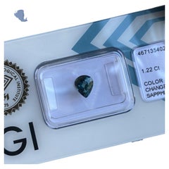 Untreated Green Blue Colour Change Sapphire 1.22ct Pear Teardrop IGI Certified