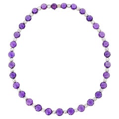 Untreated Lilac Sapphire and Diamond Necklace