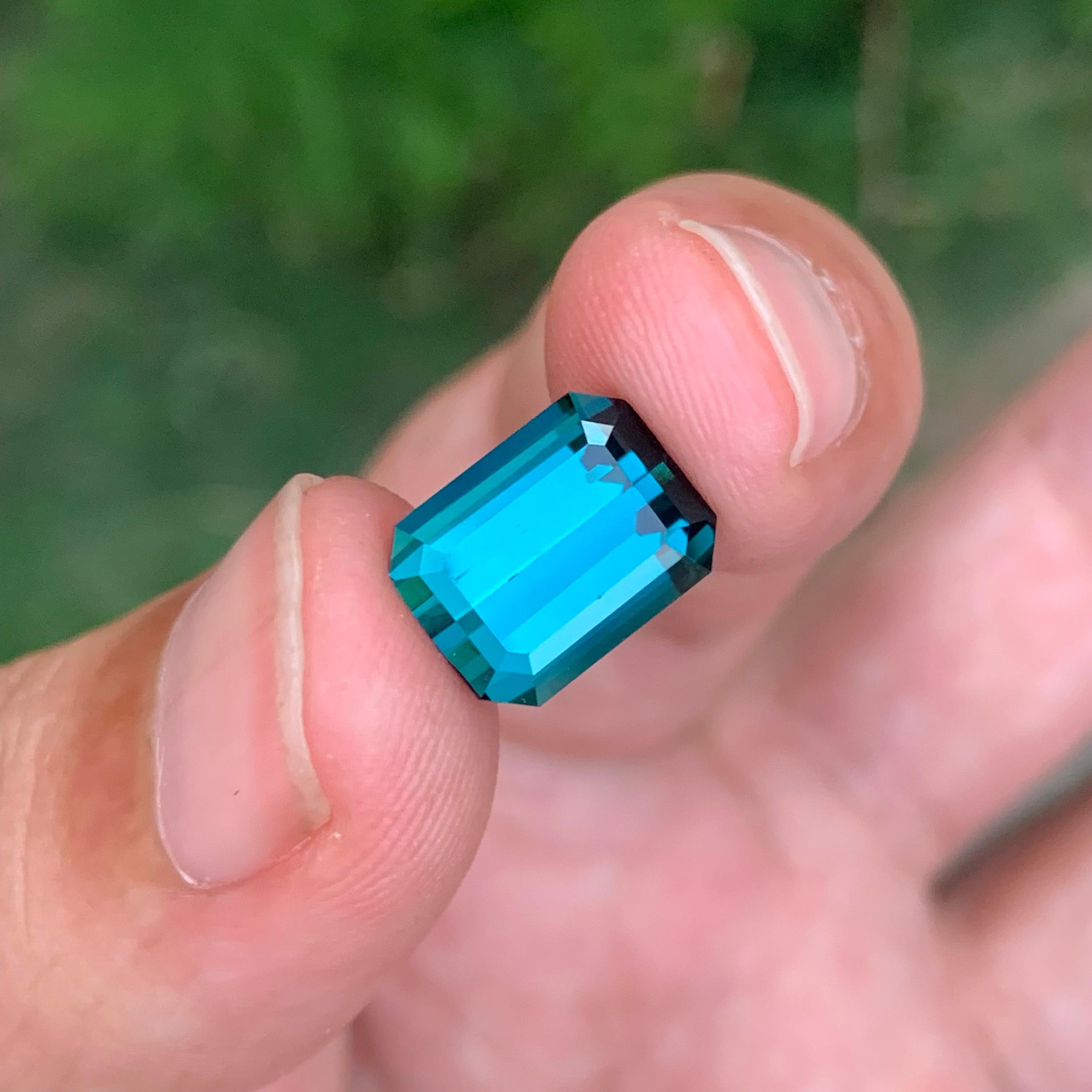 Tourmaline Indicolite Naturelle Non Traitée Taille Emeraude en vente 5