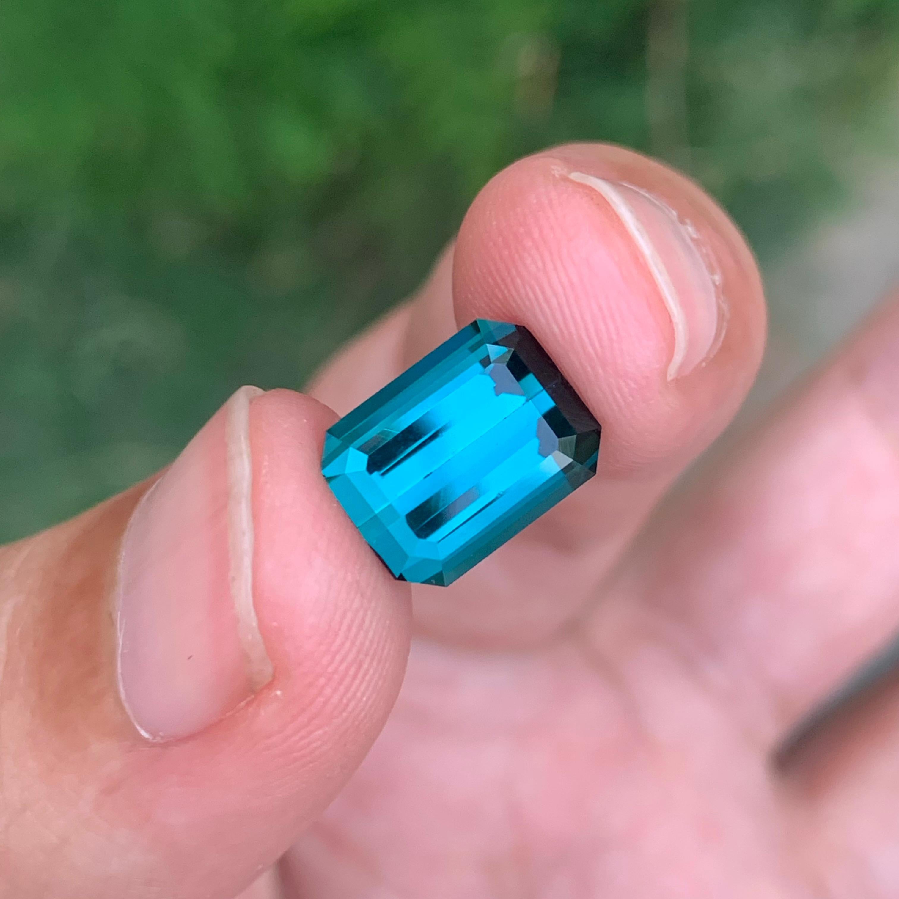 Tourmaline Indicolite Naturelle Non Traitée Taille Emeraude en vente 8