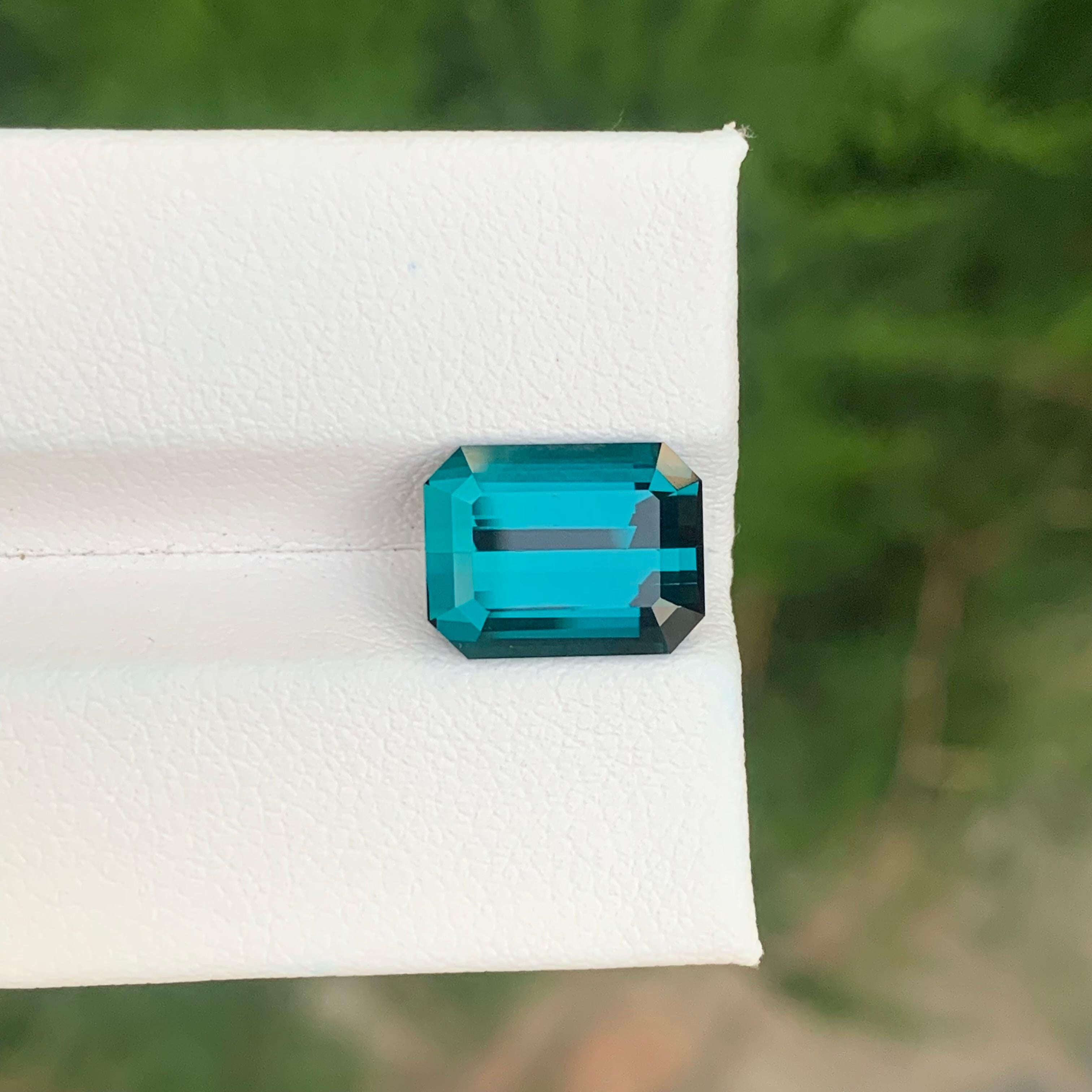 Tourmaline Indicolite Naturelle Non Traitée Taille Emeraude en vente 12