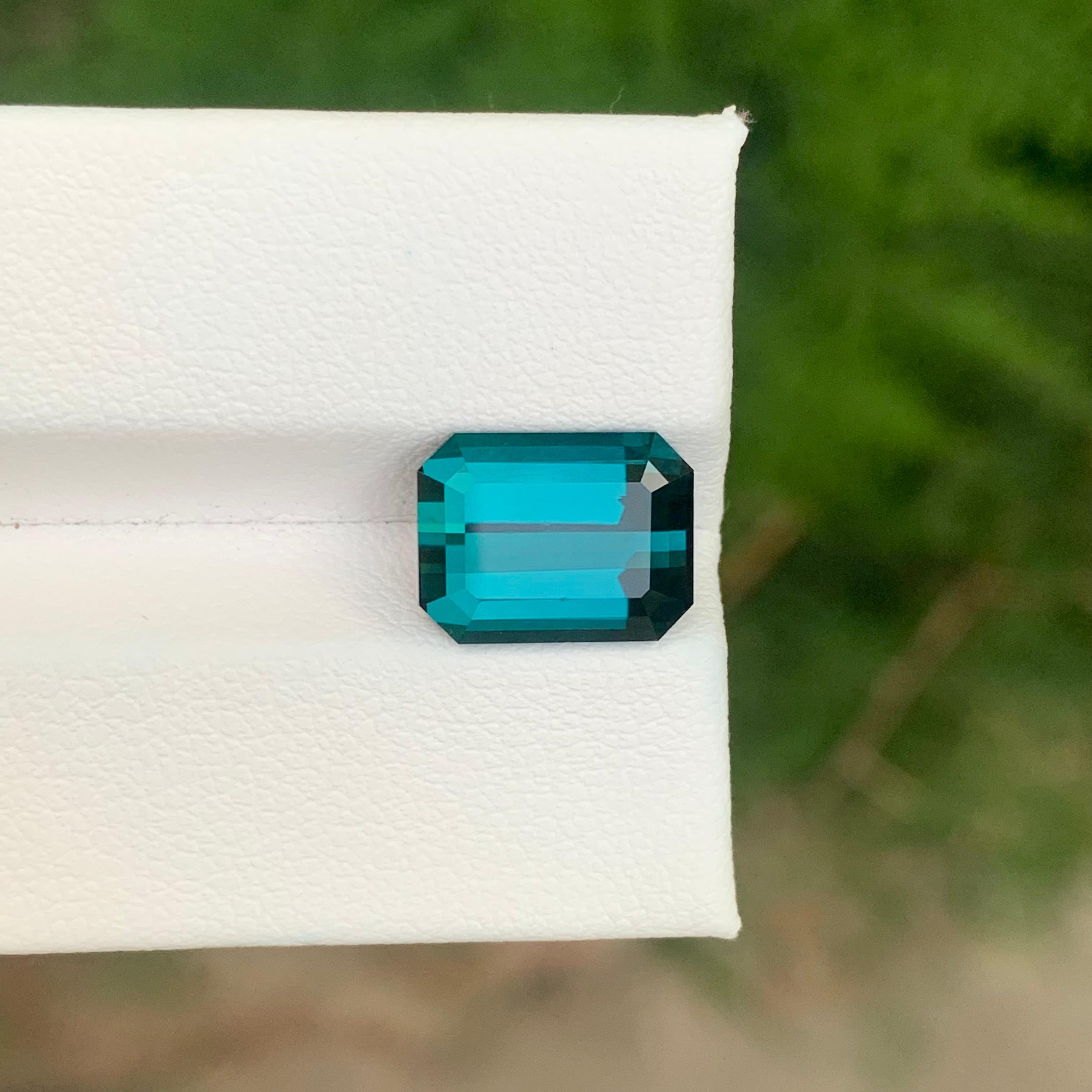 Tourmaline Indicolite Naturelle Non Traitée Taille Emeraude en vente 13