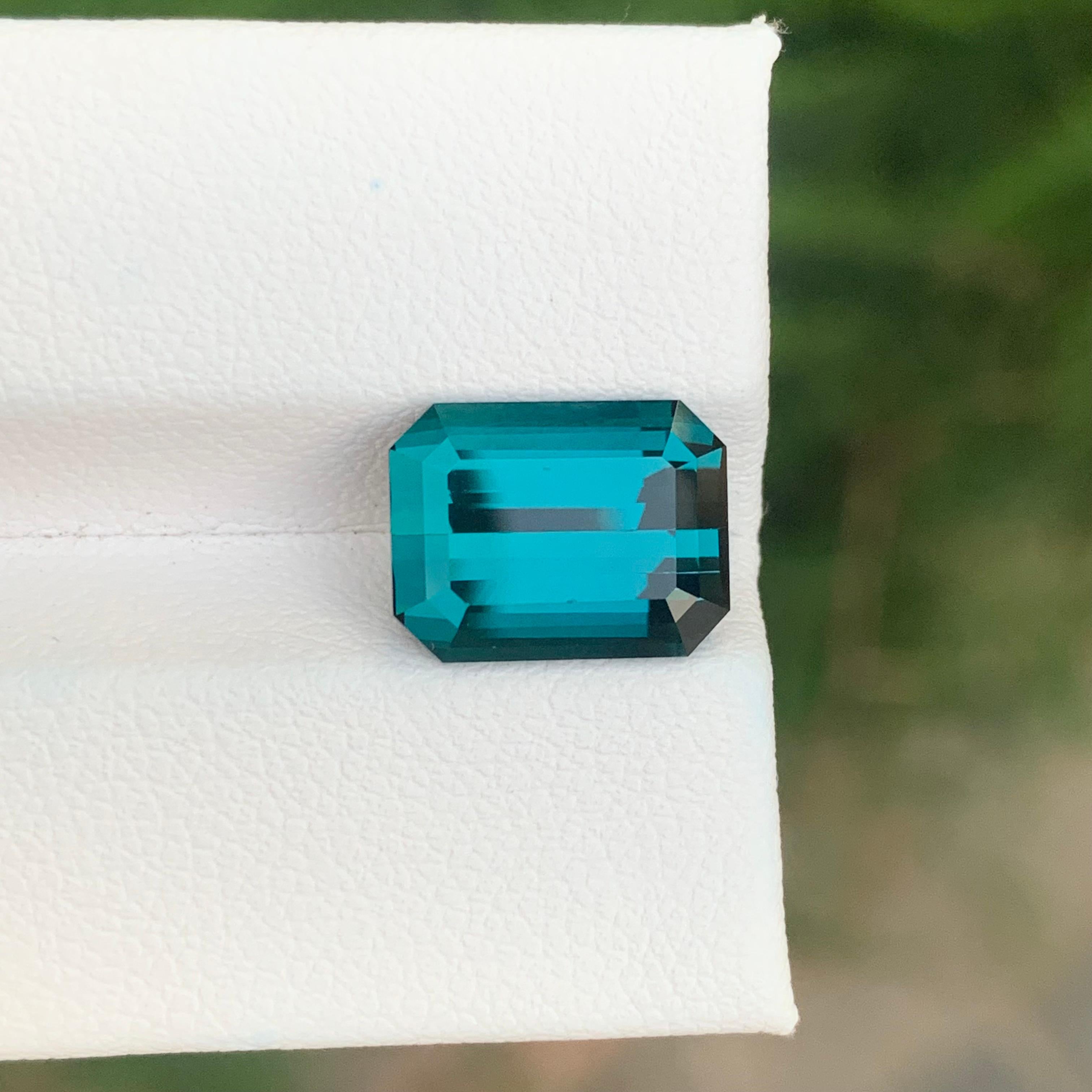 Taille émeraude Tourmaline Indicolite Naturelle Non Traitée Taille Emeraude en vente