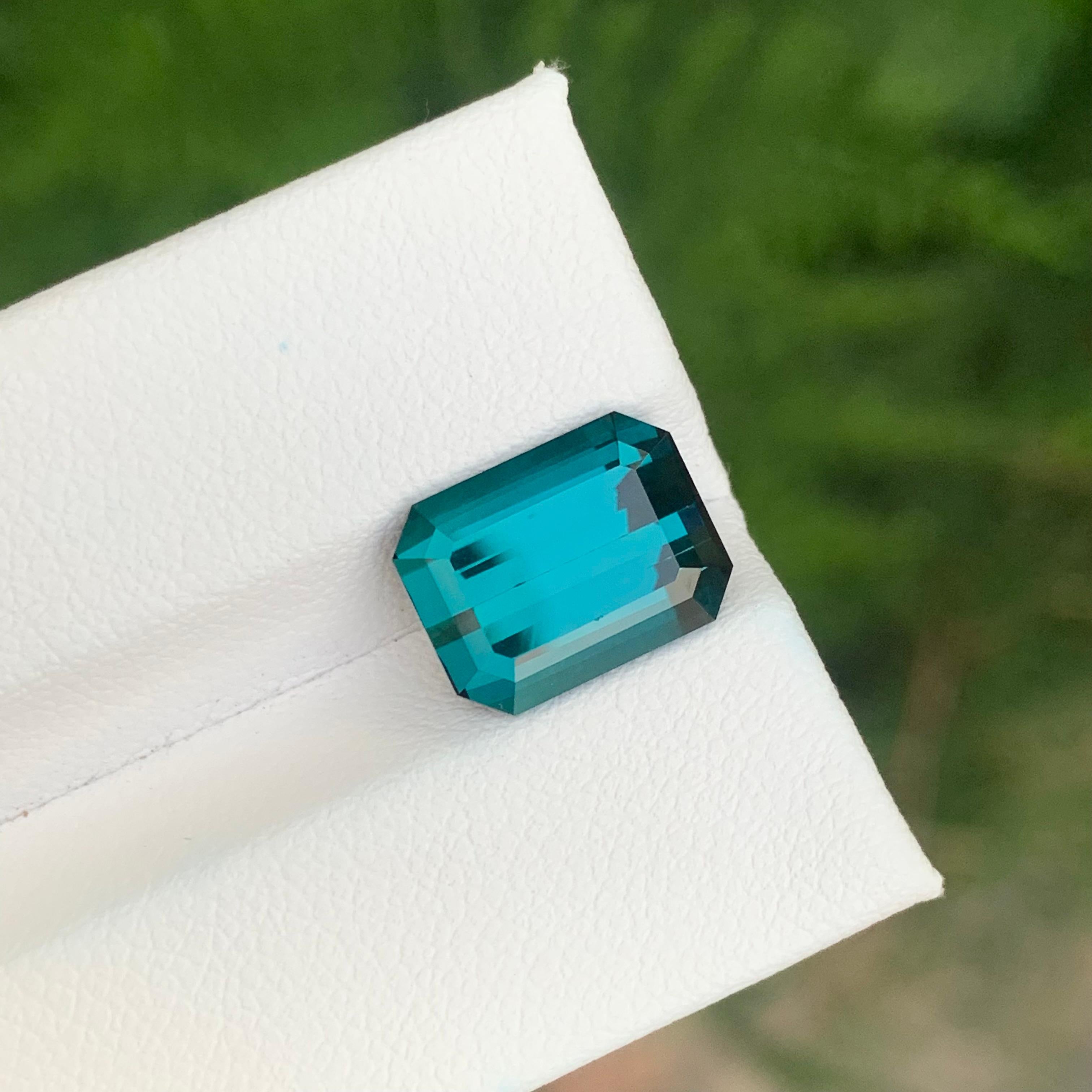 Tourmaline Indicolite Naturelle Non Traitée Taille Emeraude en vente 1