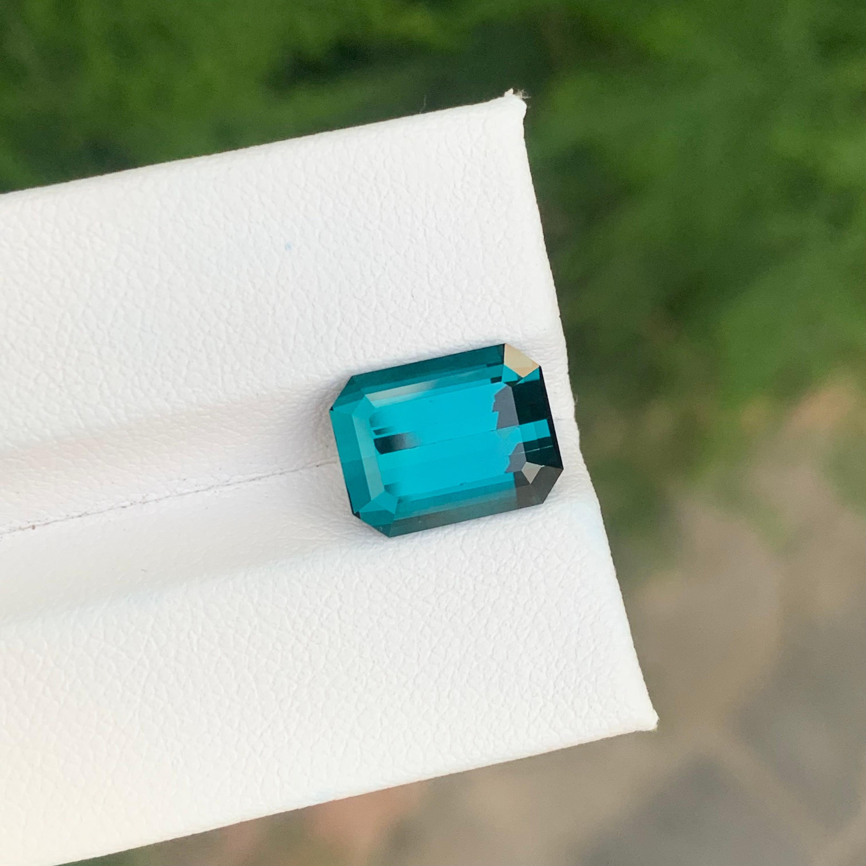 Tourmaline Indicolite Naturelle Non Traitée Taille Emeraude en vente 2