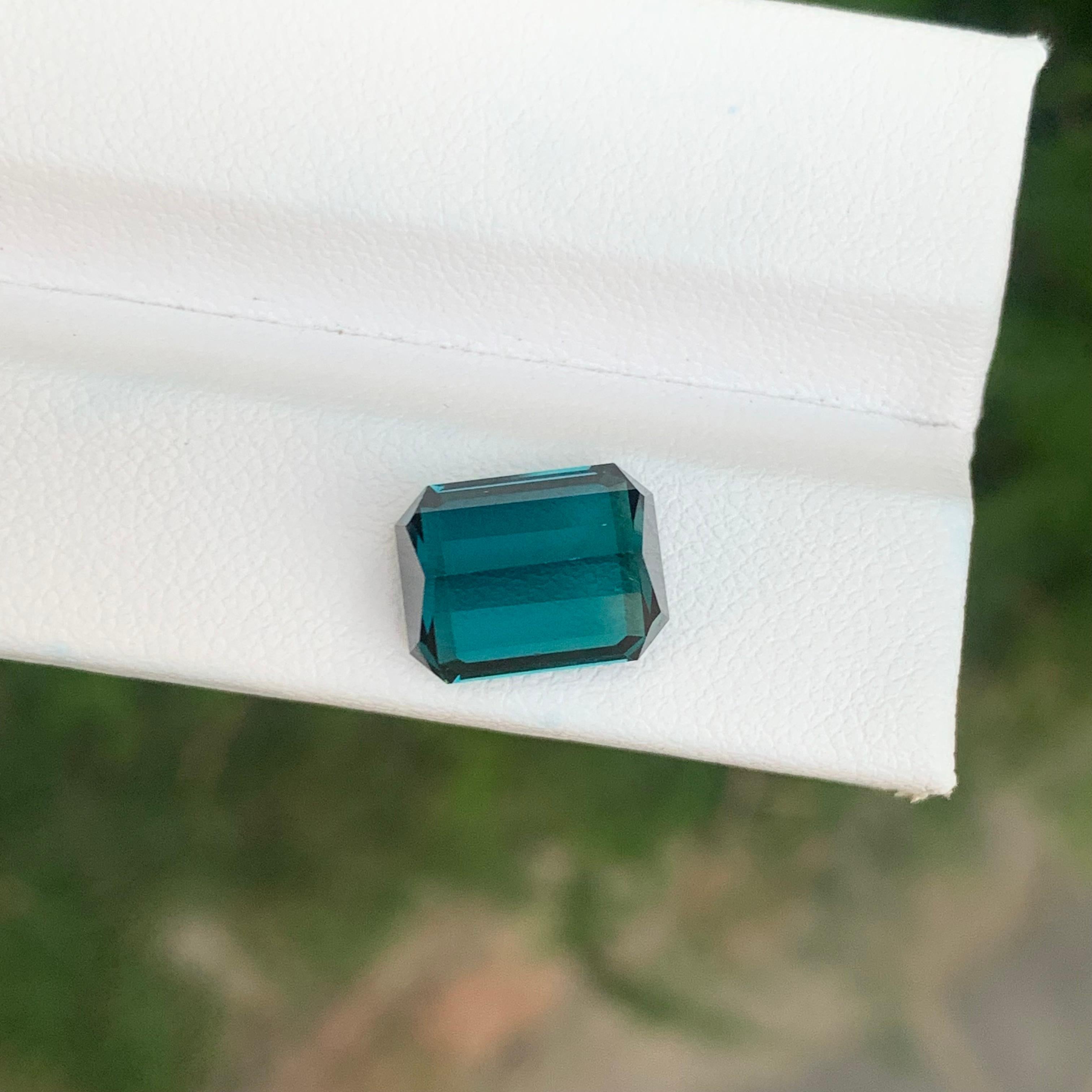 Tourmaline Indicolite Naturelle Non Traitée Taille Emeraude en vente 3