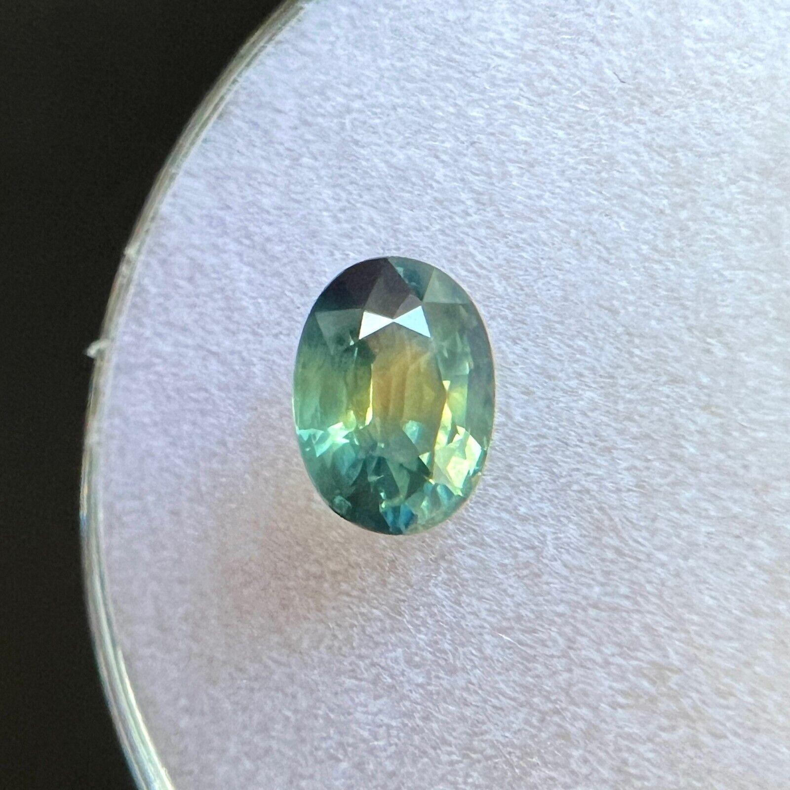 Untreated Parti Colour Australian Sapphire 0.99ct Blue Green Oval Cut 6.8x4.8mm In New Condition For Sale In Birmingham, GB