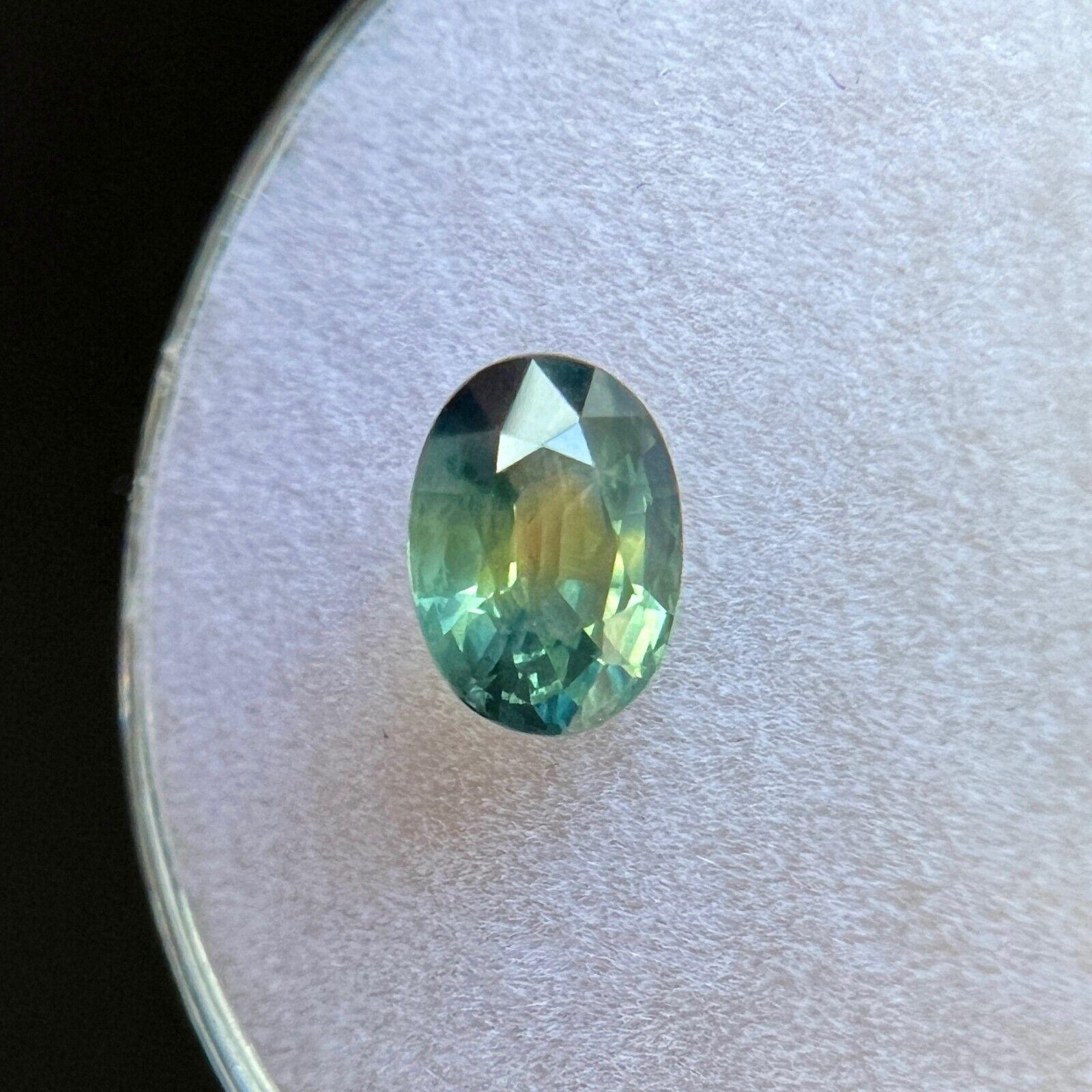 Untreated Parti Colour Australian Sapphire 0.99ct Blue Green Oval Cut 6.8x4.8mm For Sale 1