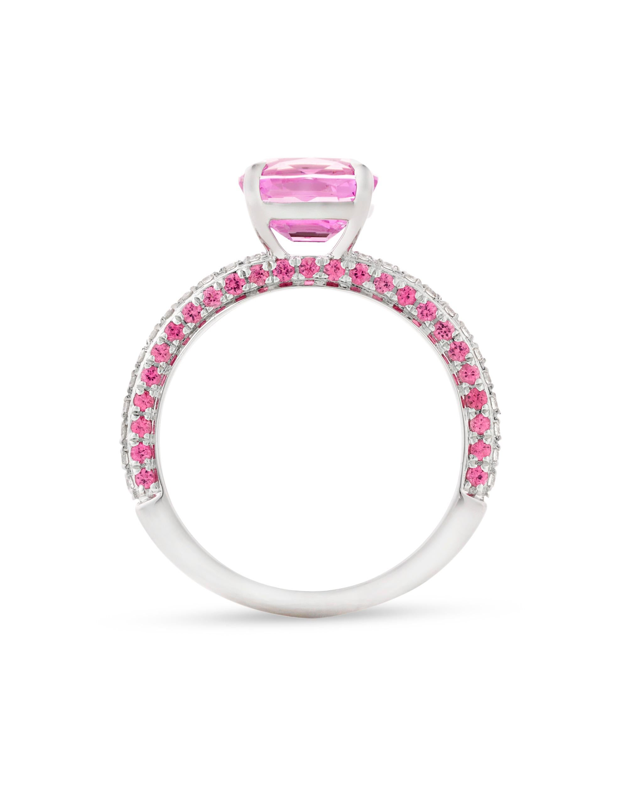 Modern Untreated Pink Sapphire Ring, 2.19 Carats