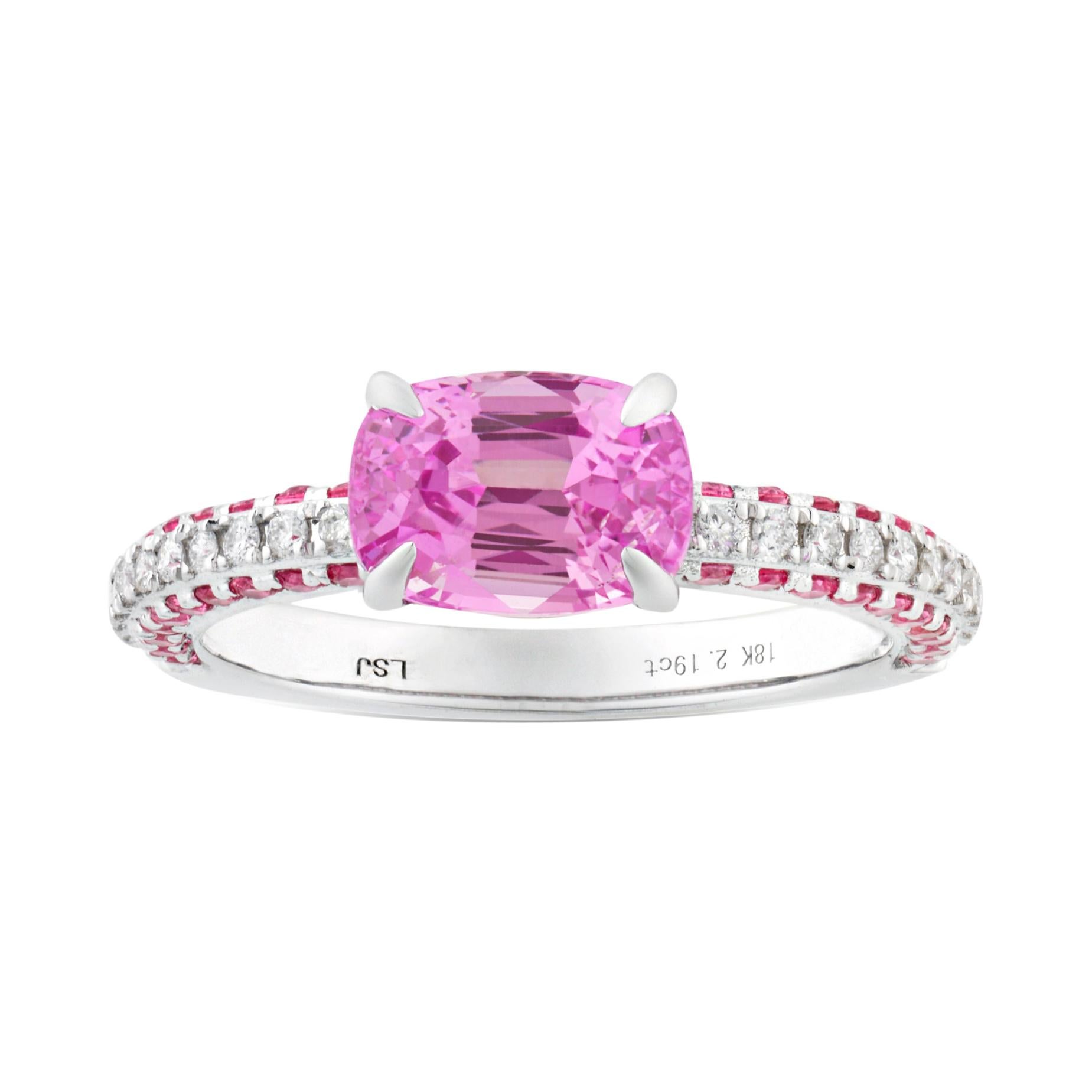 Untreated Pink Sapphire Ring, 2.19 Carats