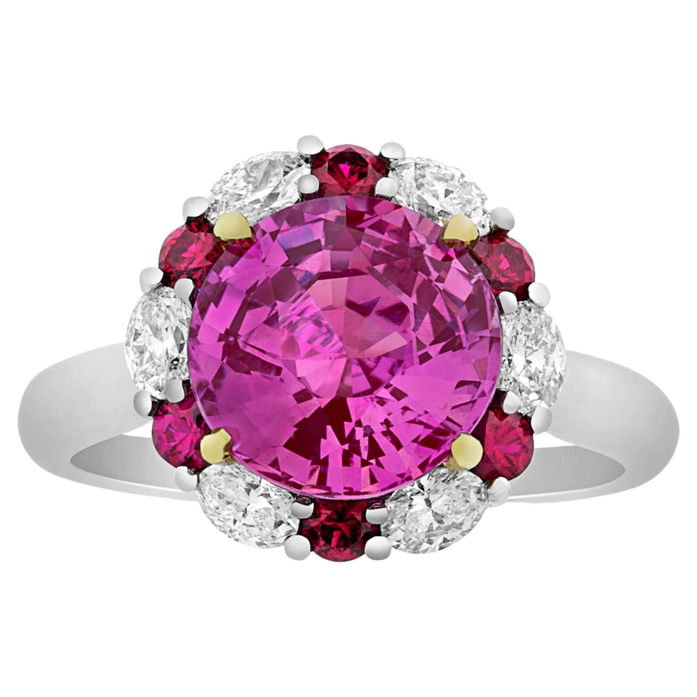 Untreated Pink Sapphire Ring, 4.04 Carats