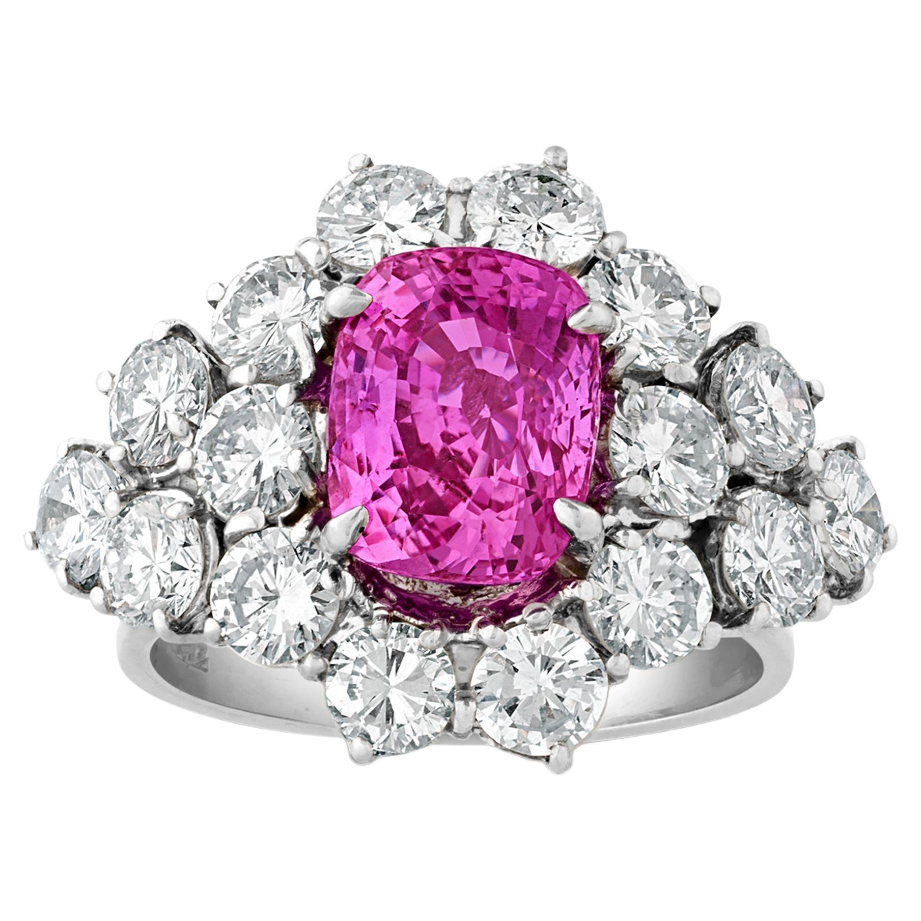 Untreated Purplish Pink Sapphire Ring, 3.24 carats For Sale