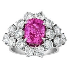 Anillo de zafiro rosa violáceo sin tratar, 3,24 quilates