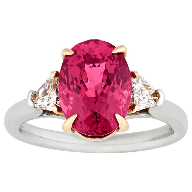 5.61 Carats Untreated Padparadscha Sapphire Diamond Gold Ring at ...