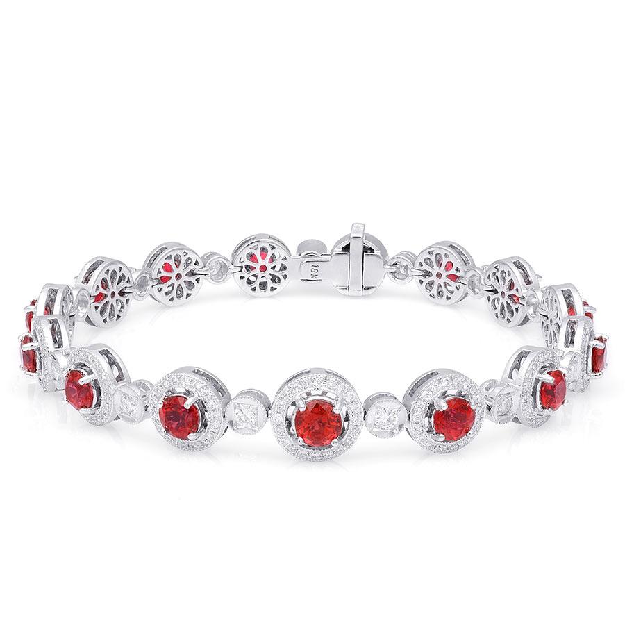 Discover the exquisite charm of Spinel, beautifully set in 18K white gold. This stunning piece, highlighted by vibrant red Spinel and complemented by sparkling diamonds, is perfect for those who appreciate the natural beauty of fine gemstones and