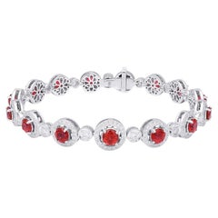 Untreated Red Spinel Stone 5.84 cts in 18K White Gold Bracelet with Diamonds