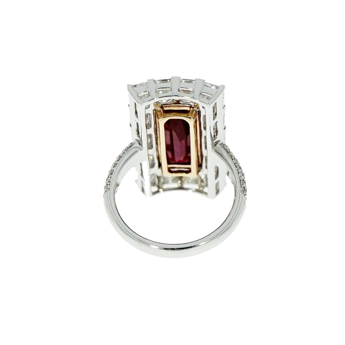 Modern Untreated Ruby and Diamond White Gold Cocktail Ring